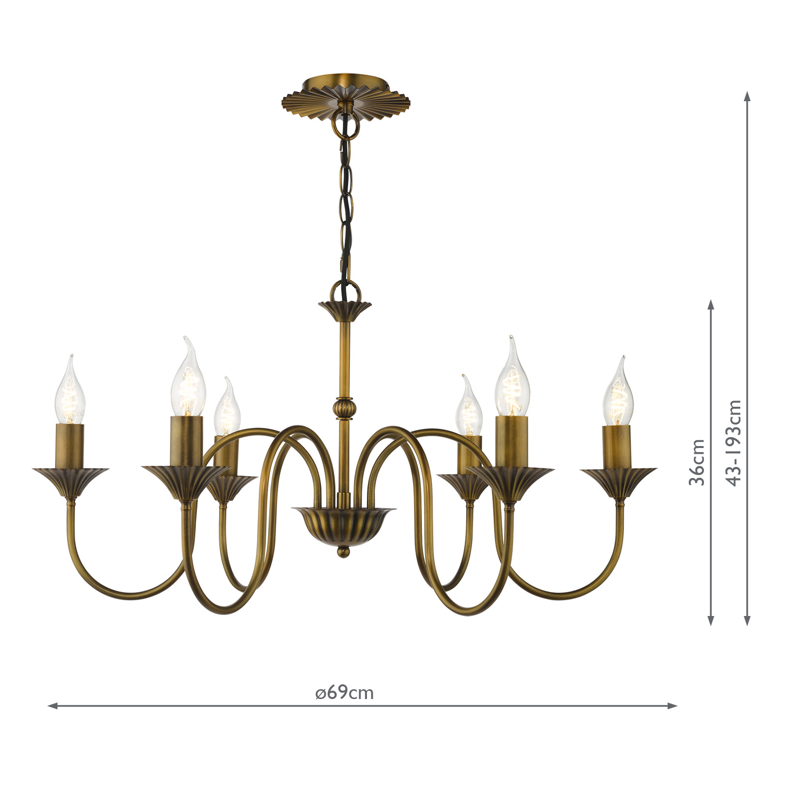 Lydian 6 Light Pendant Antique Bronze Fitting Only