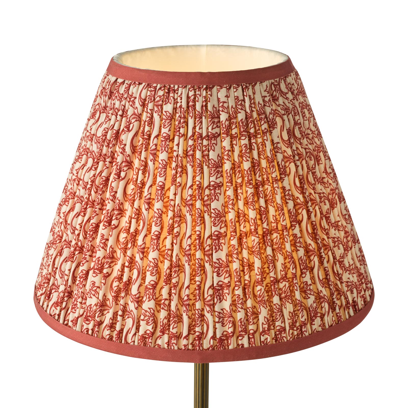 Lydian Table Lamp Antique Bronze With Red Leaf Print Shade