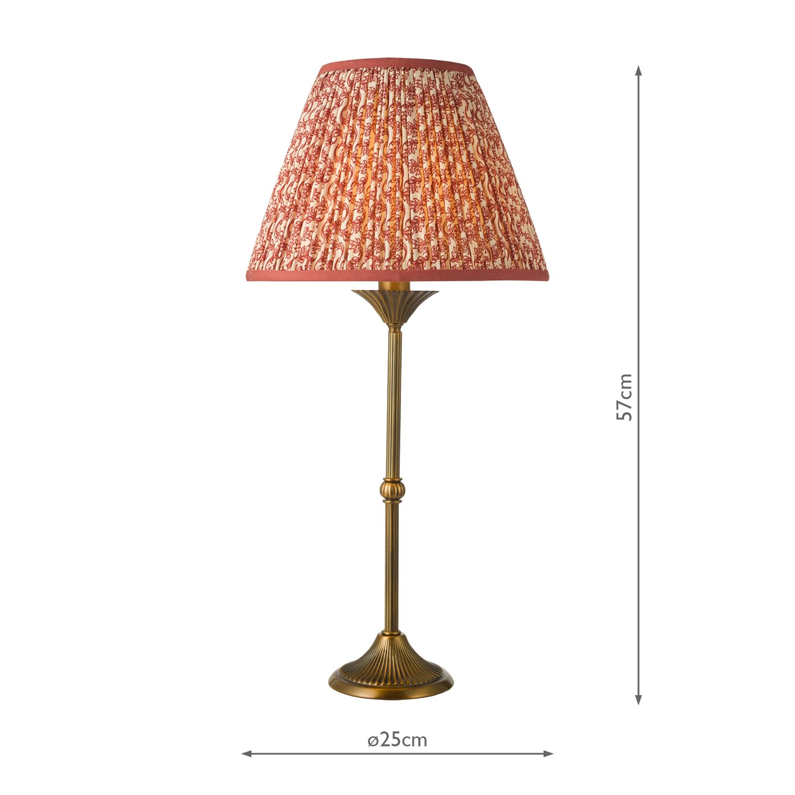 Lydian Table Lamp Antique Bronze With Red Leaf Print Shade