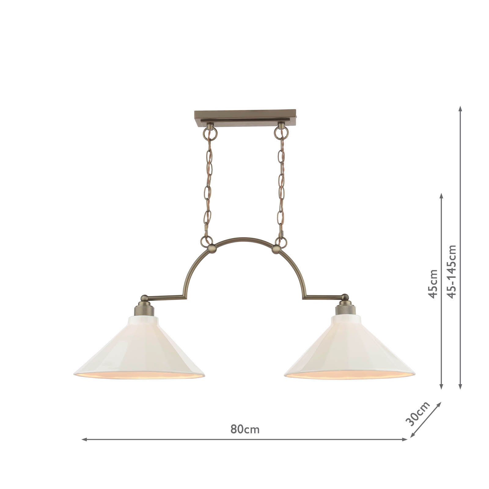 Joules Lynton 2 Light Pendant Satin Bronze and Cream Ceramic
