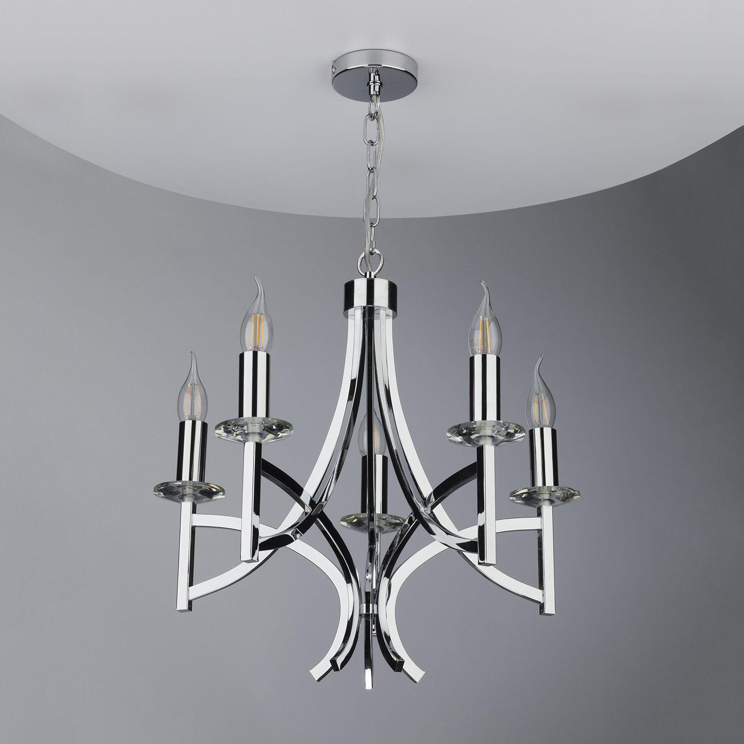 Lyon 5lt Pendant Polished Chrome & Crystal