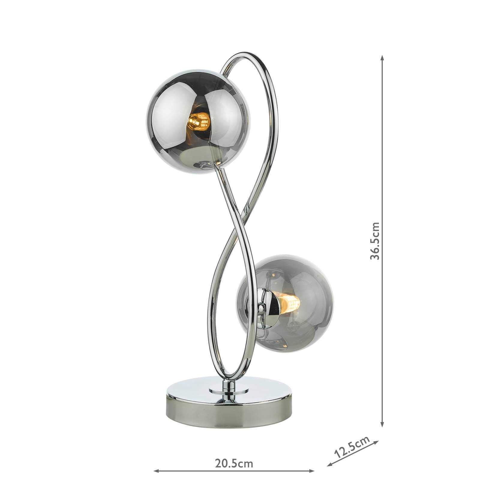 Lysandra 2 Light Table Lamp Polished Chrome and Smoked Glass