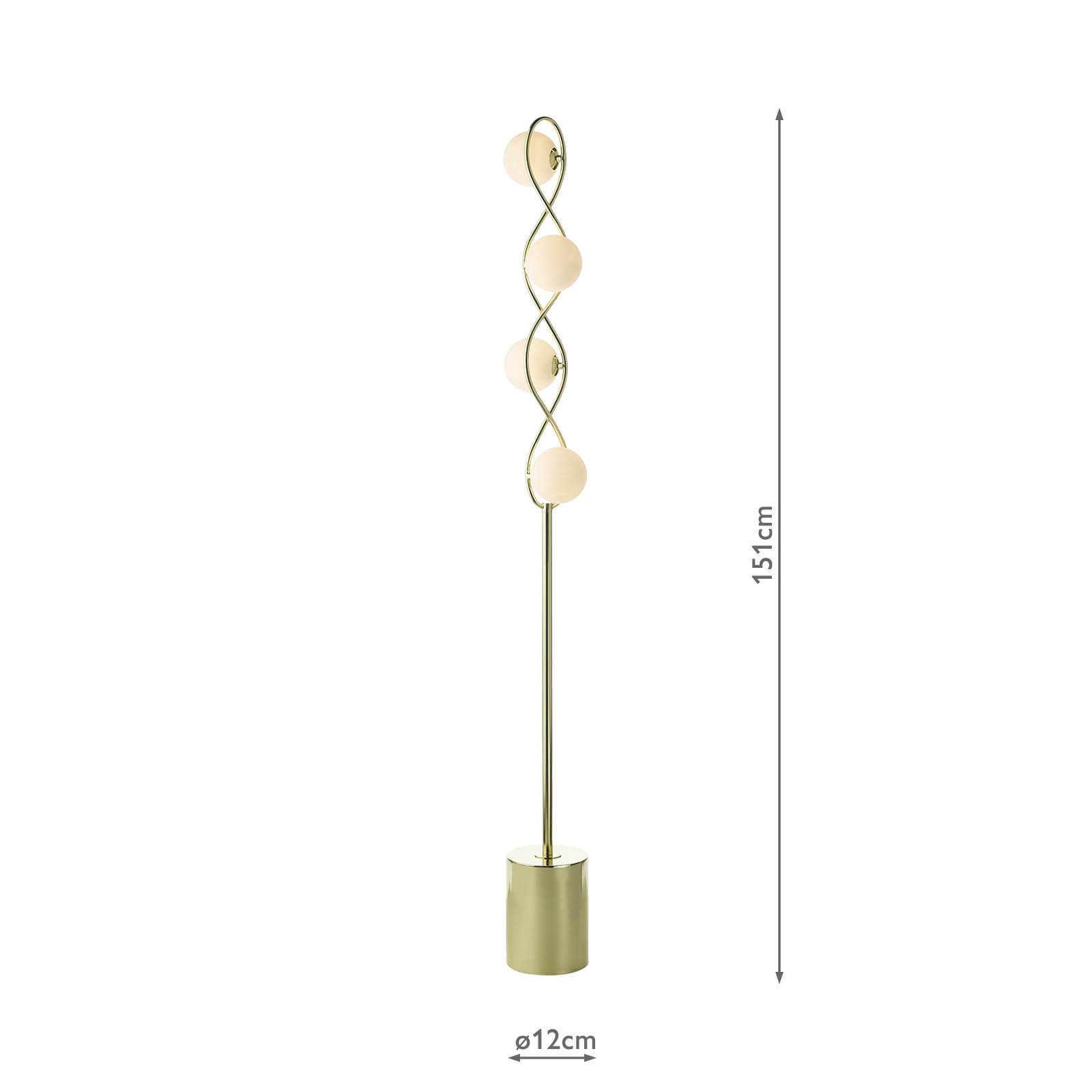 Lysandra 4 Light Floor Lamp Polished Gold and Opal Glass