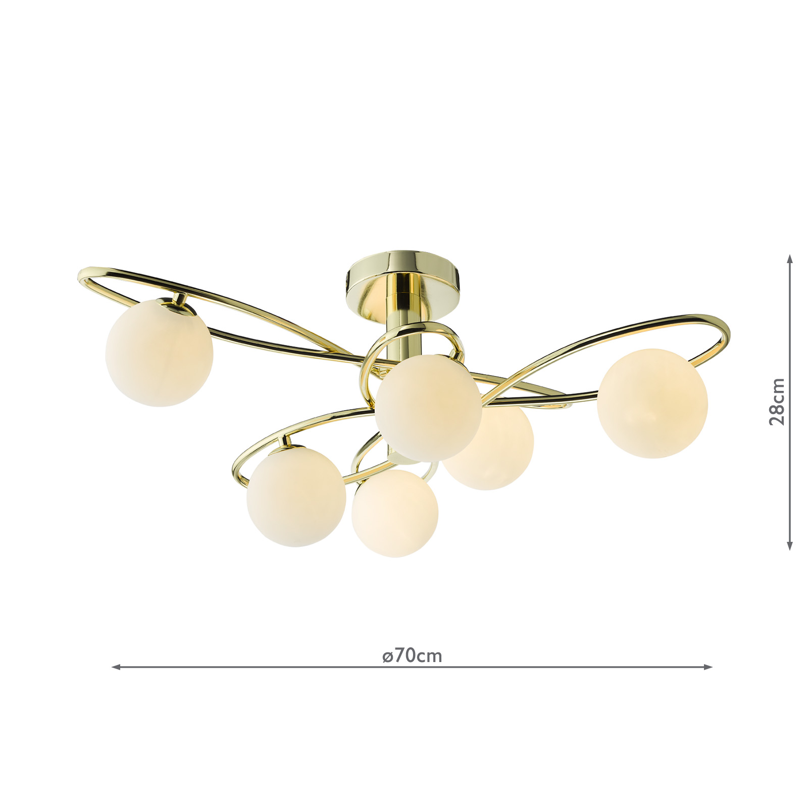 Lysandra 6 Light Semi-Flush Polished Gold and Opal Glass