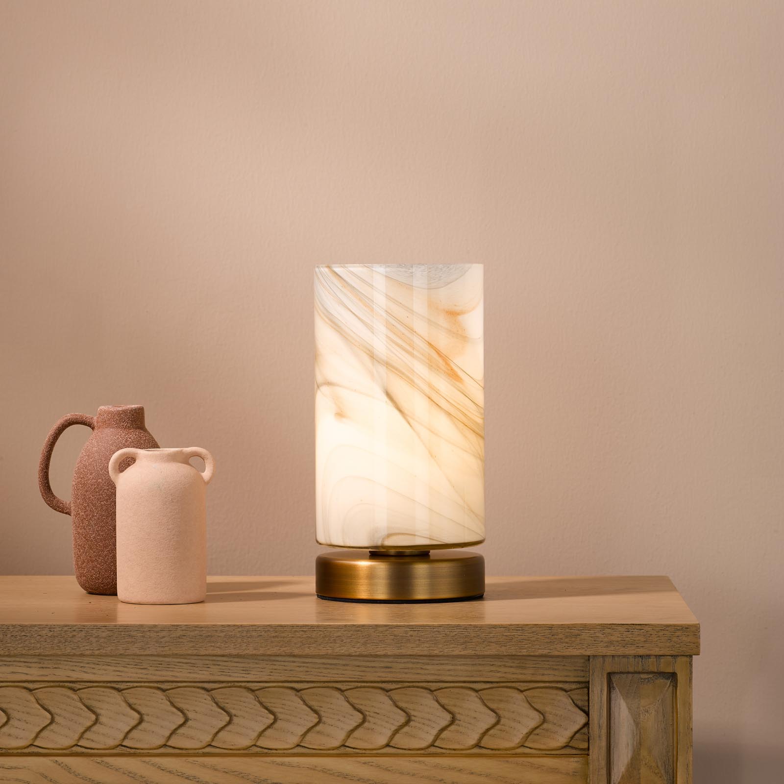 Magda Table Lamp Antique Bronze and Art Glass