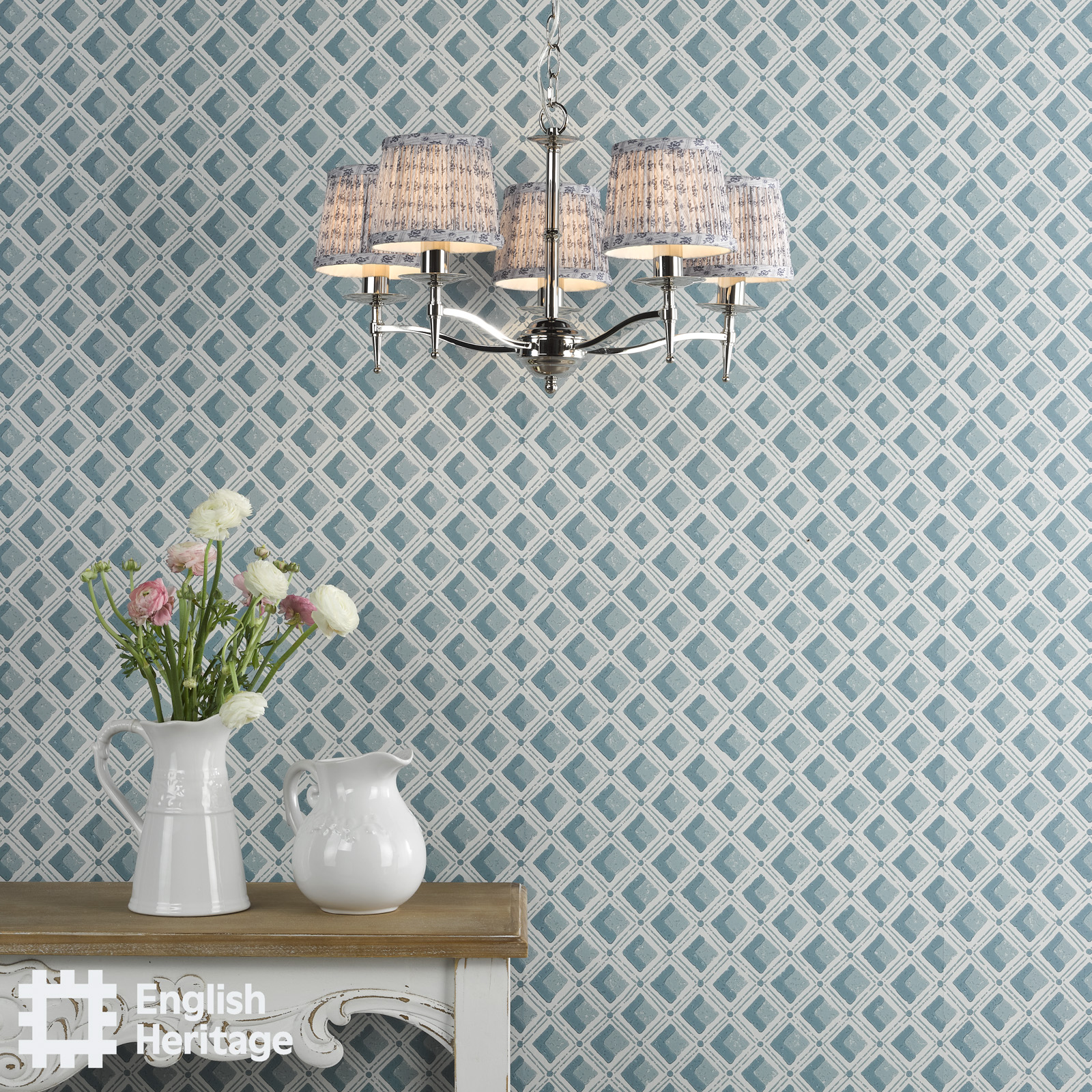 Marble Hill 5 Light Armed Pendant Polished Nickel With Shade