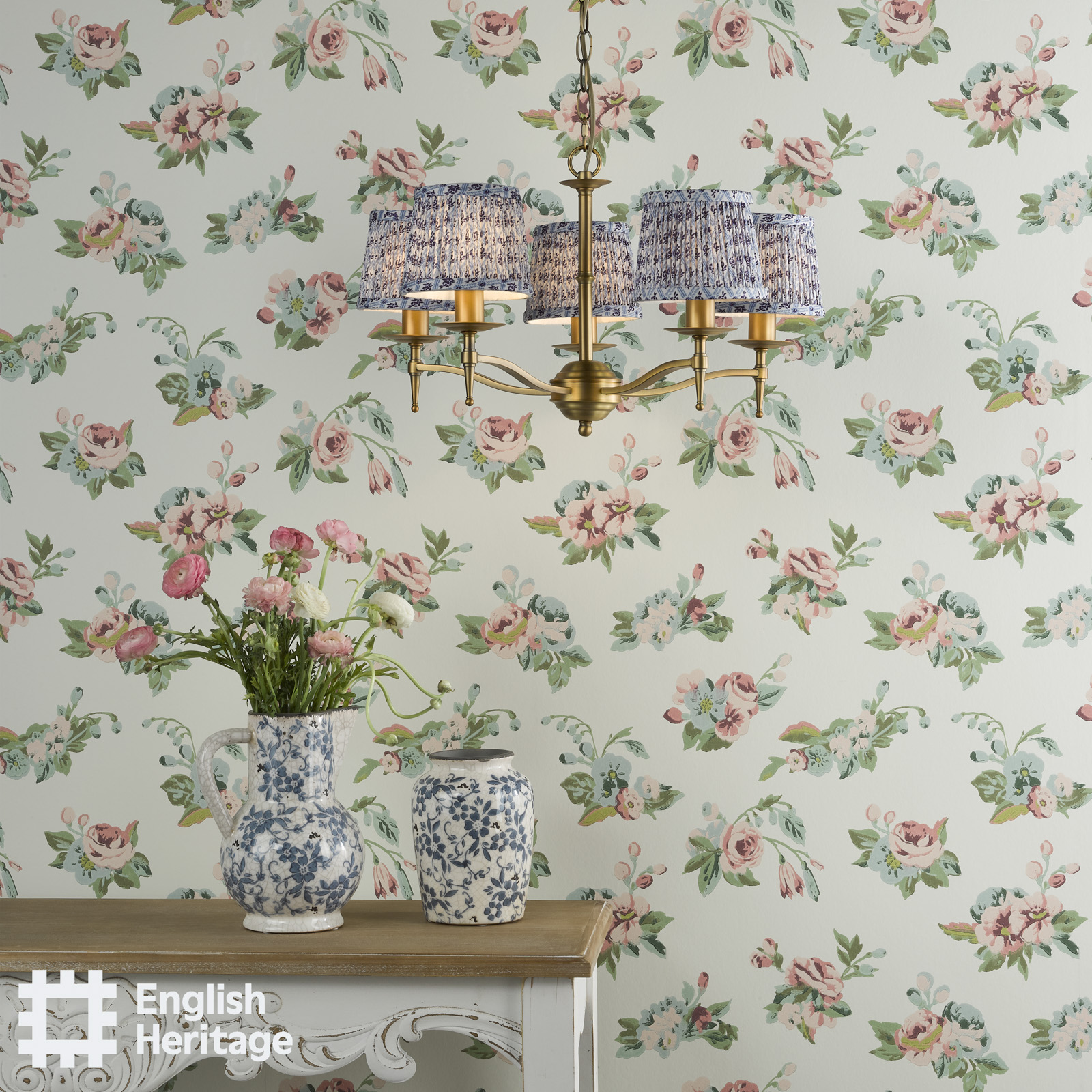 Marble Hill 5 Light Armed Pendant Aged Brass With Shade