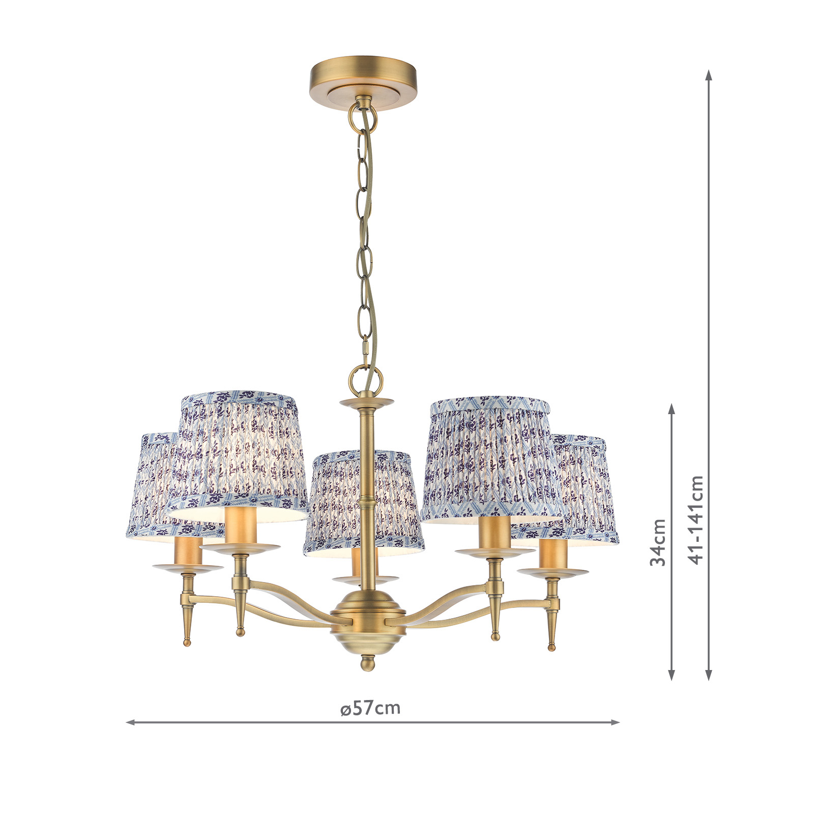 Marble Hill 5 Light Armed Pendant Aged Brass With Shade