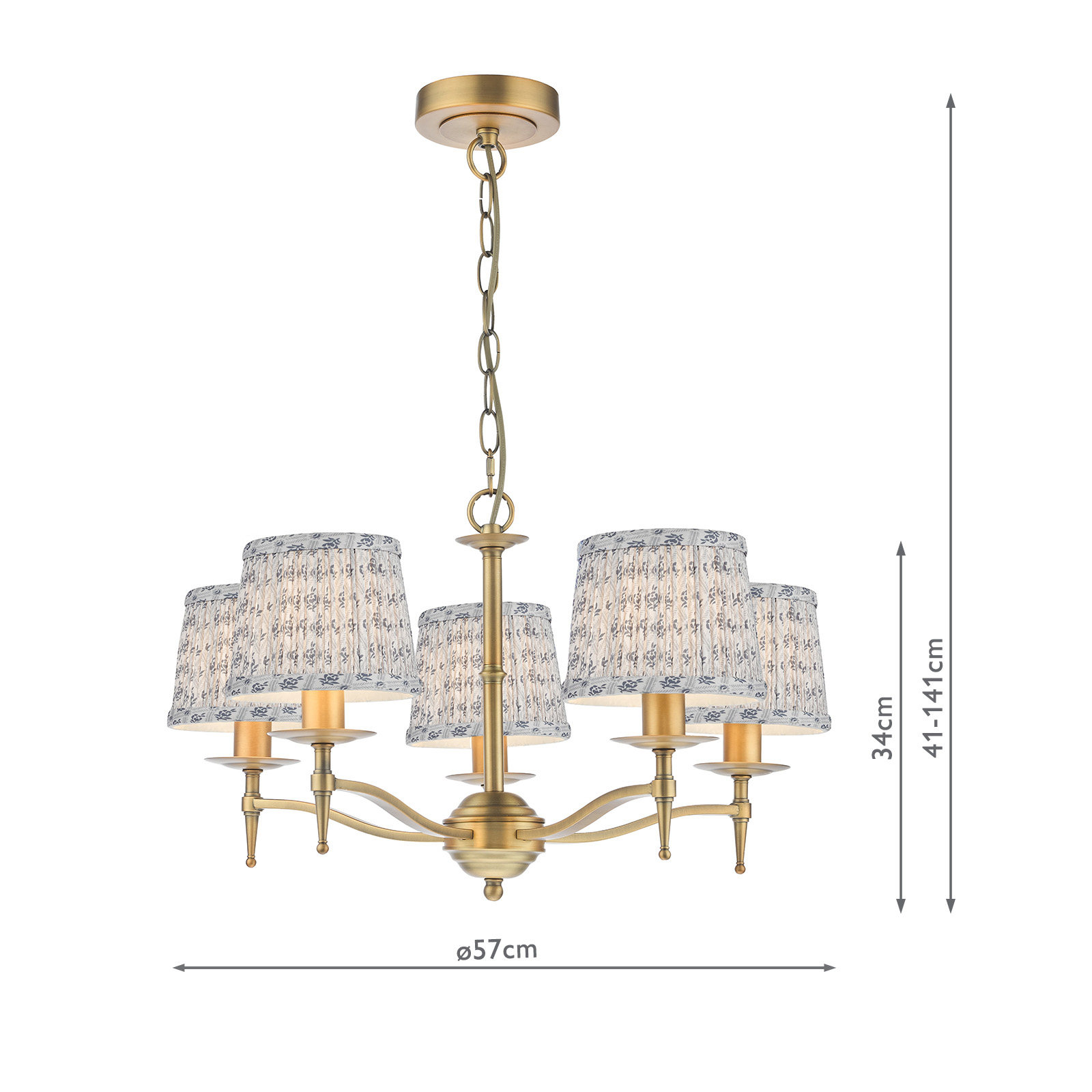 Marble Hill 5 Light Armed Pendant Aged Brass With Shade