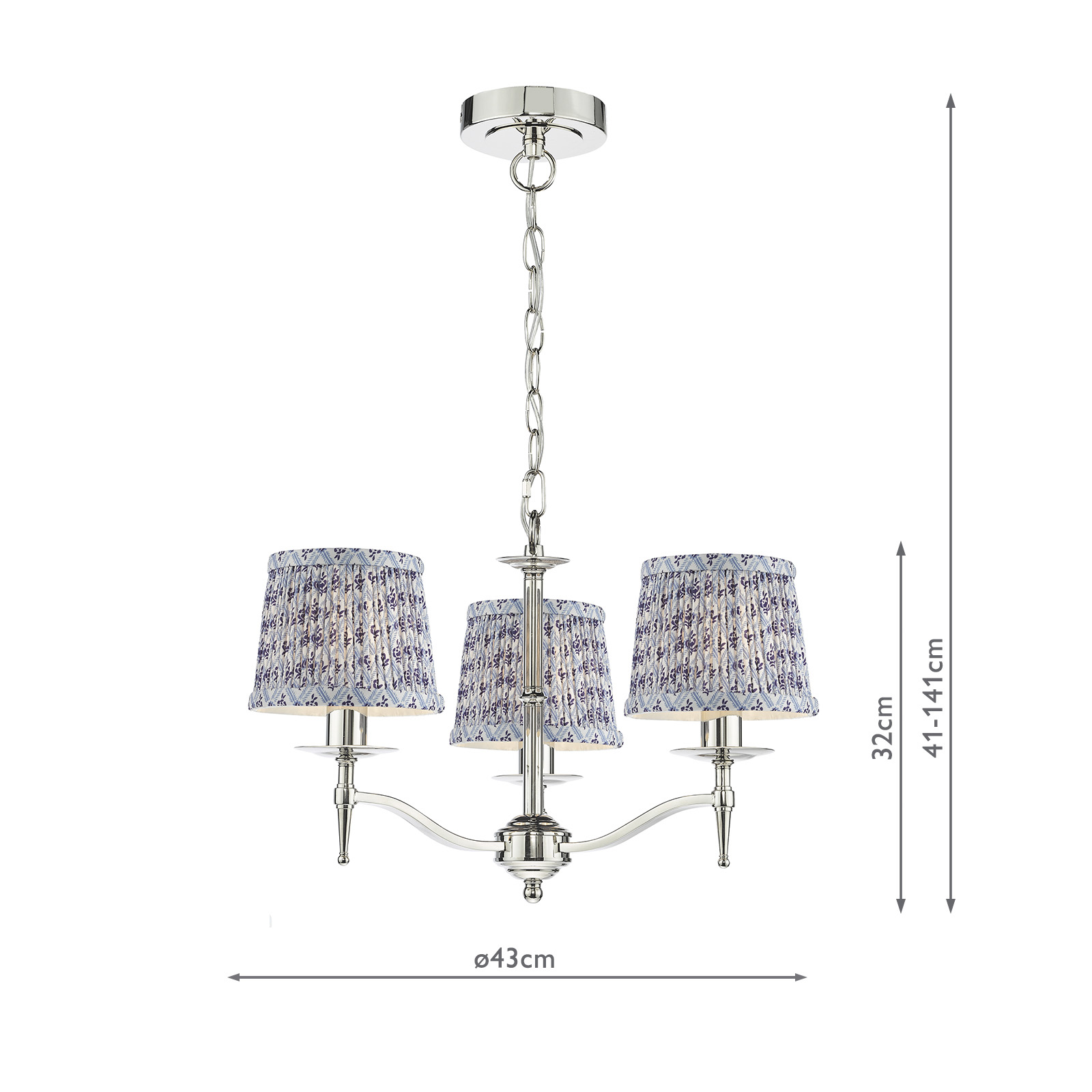 Marble Hill 3 Light Armed Pendant Polished Nickel With Shade