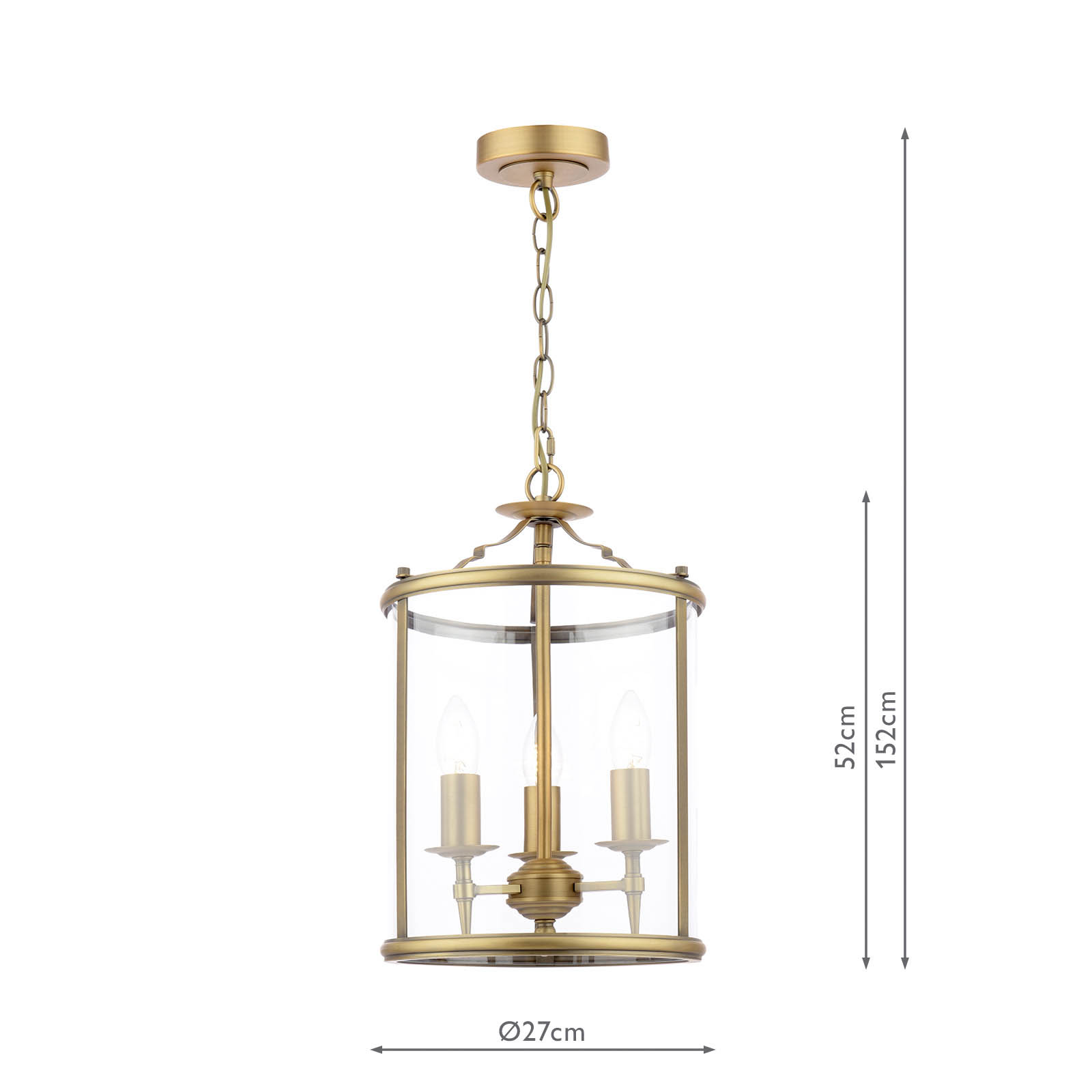Marble Hill 3 Light Lantern Aged Brass and Glass