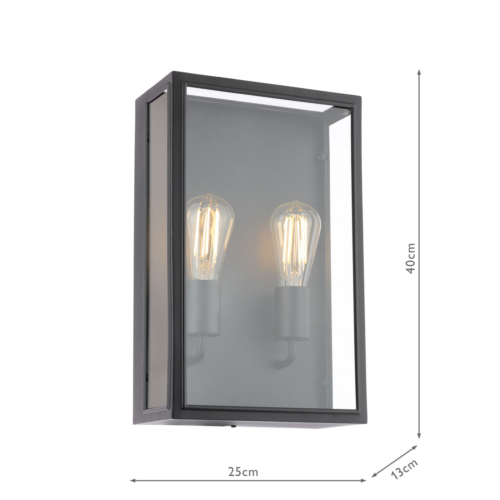 Mazin 2 Light Outdoor Wall Light Matt Black and Glass IP44