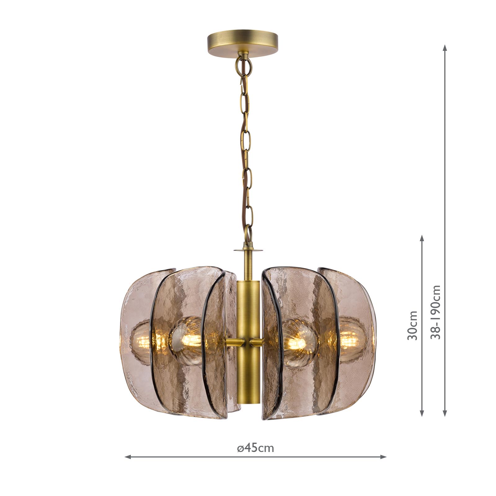 Megara 6 Light Pendant Antique Bronze and Tea Smoked Glass
