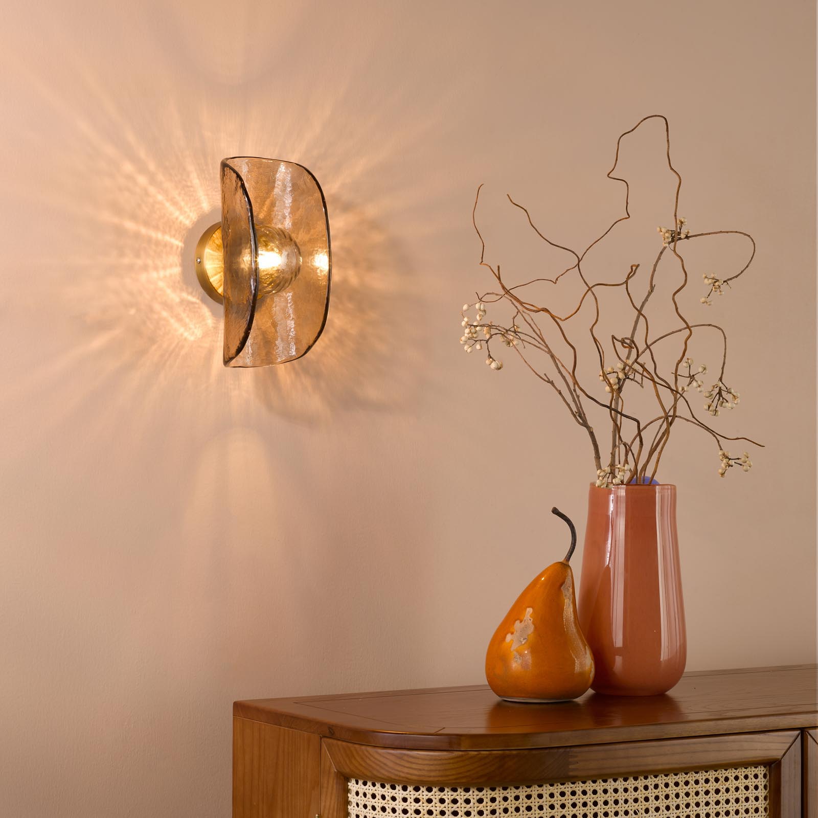 Megara Wall Light Antique Bronze and Tea Smoked Glass