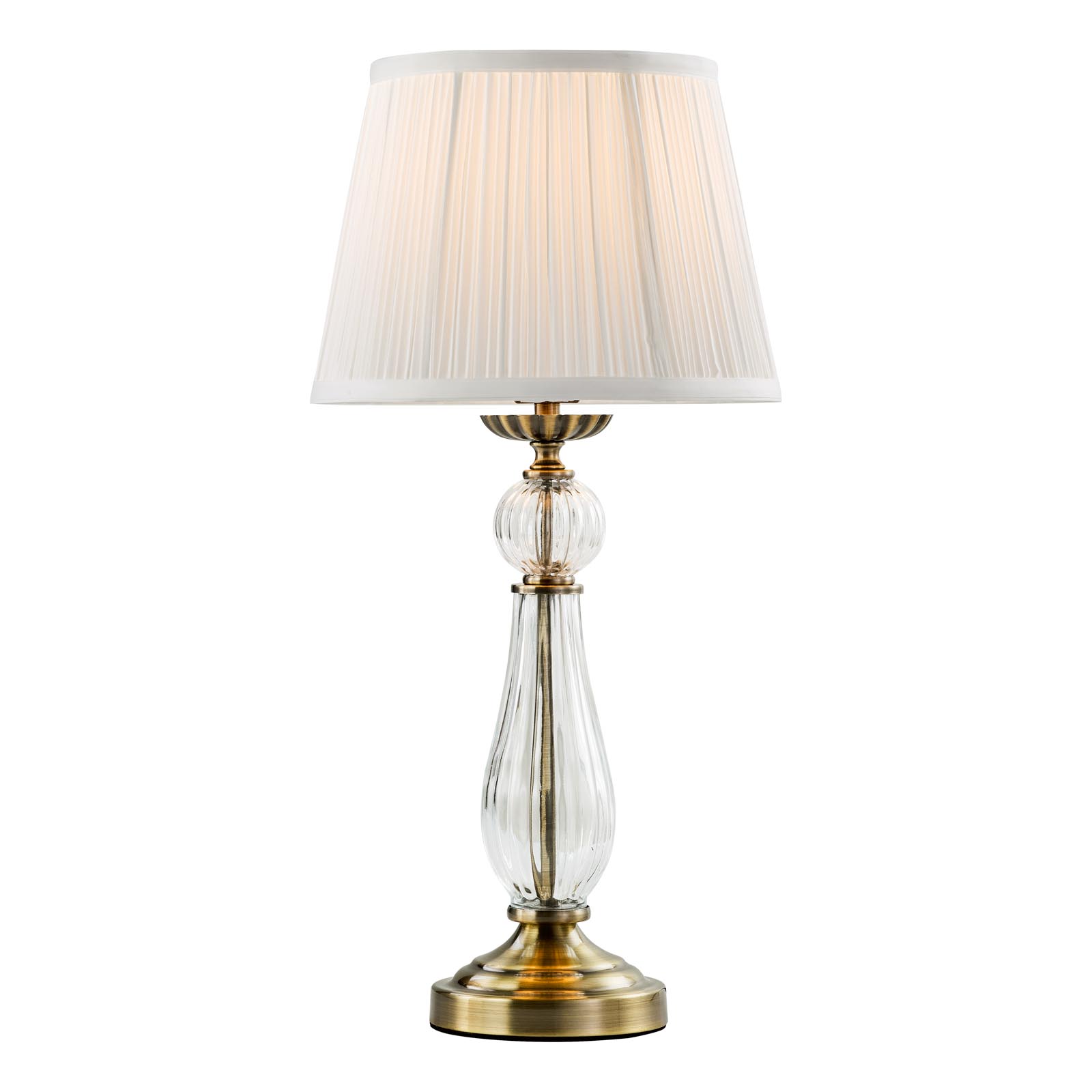 Mitzy Table Lamp Antique Bronze and Ribbed Glass With Shade