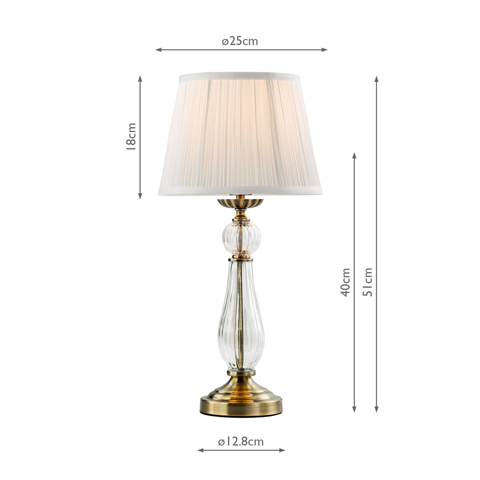 Mitzy Table Lamp Antique Bronze and Ribbed Glass With Shade