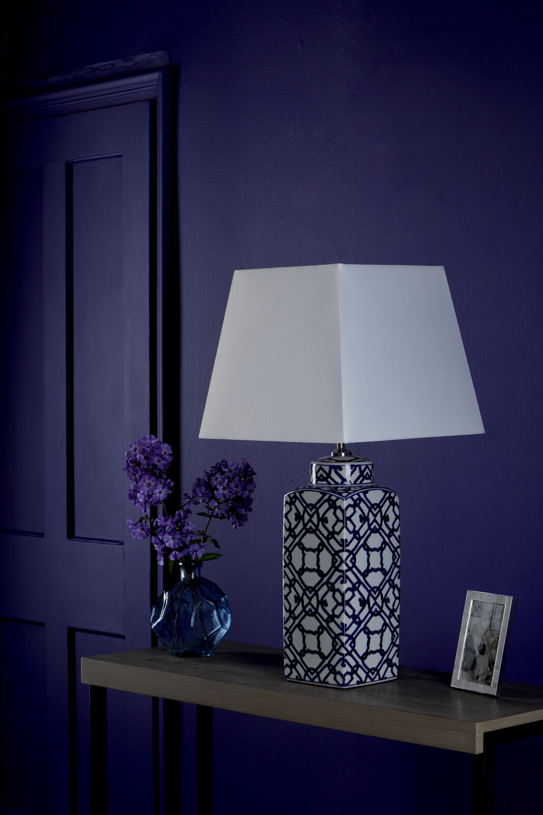 Mystic Table Lamp Blue Ceramic With Shade