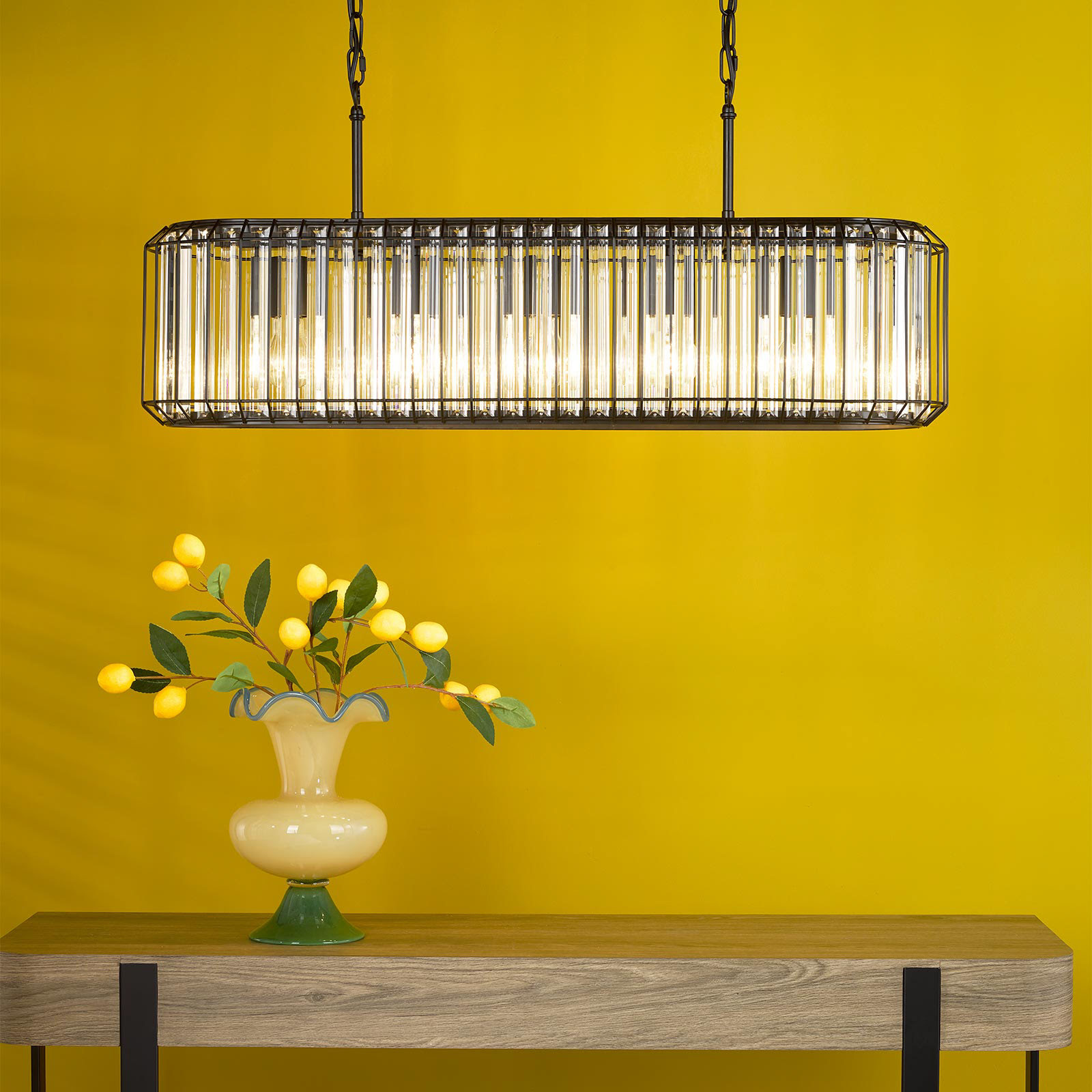 Naeva 5 Light Pendant Matt Black and Crystal