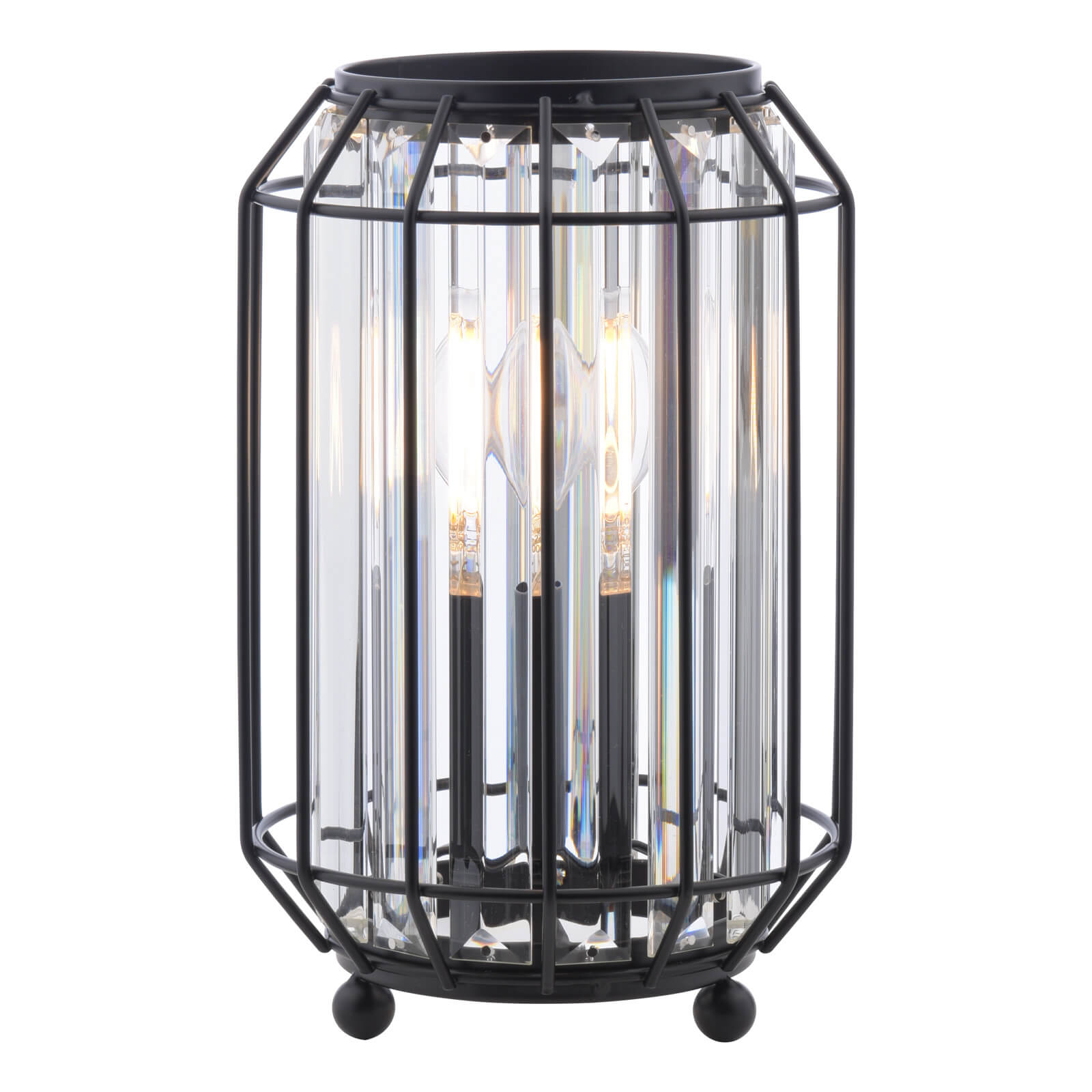 Naeva Table Lamp Matt Black and Crystal