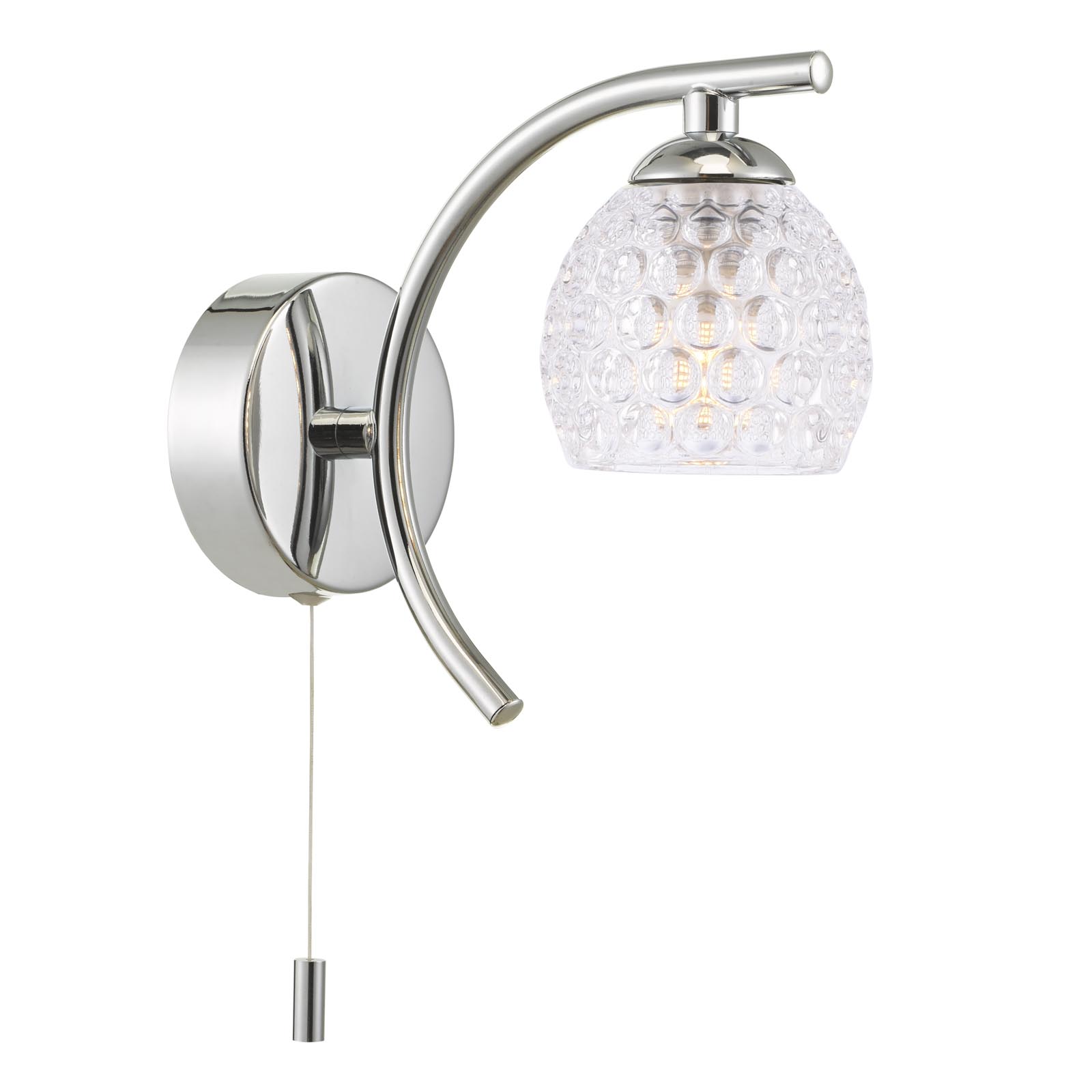 Nakita Wall Light Polished Chrome With Dimpled Open Glass