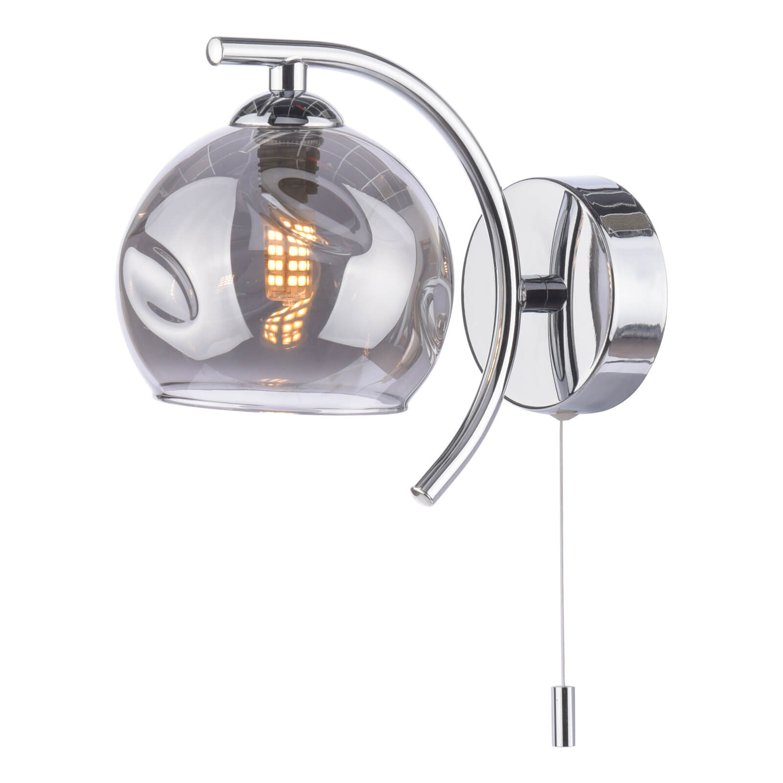 Nakita Wall Light Polished Chrome With Organic Smoked Glass