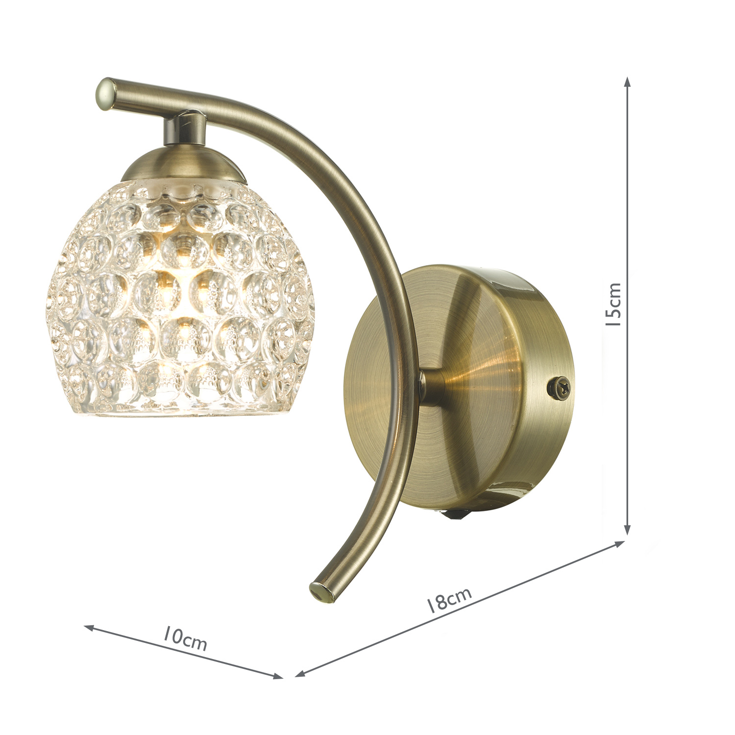 Nakita Wall Light Antique Brass With Dimpled Open Glass