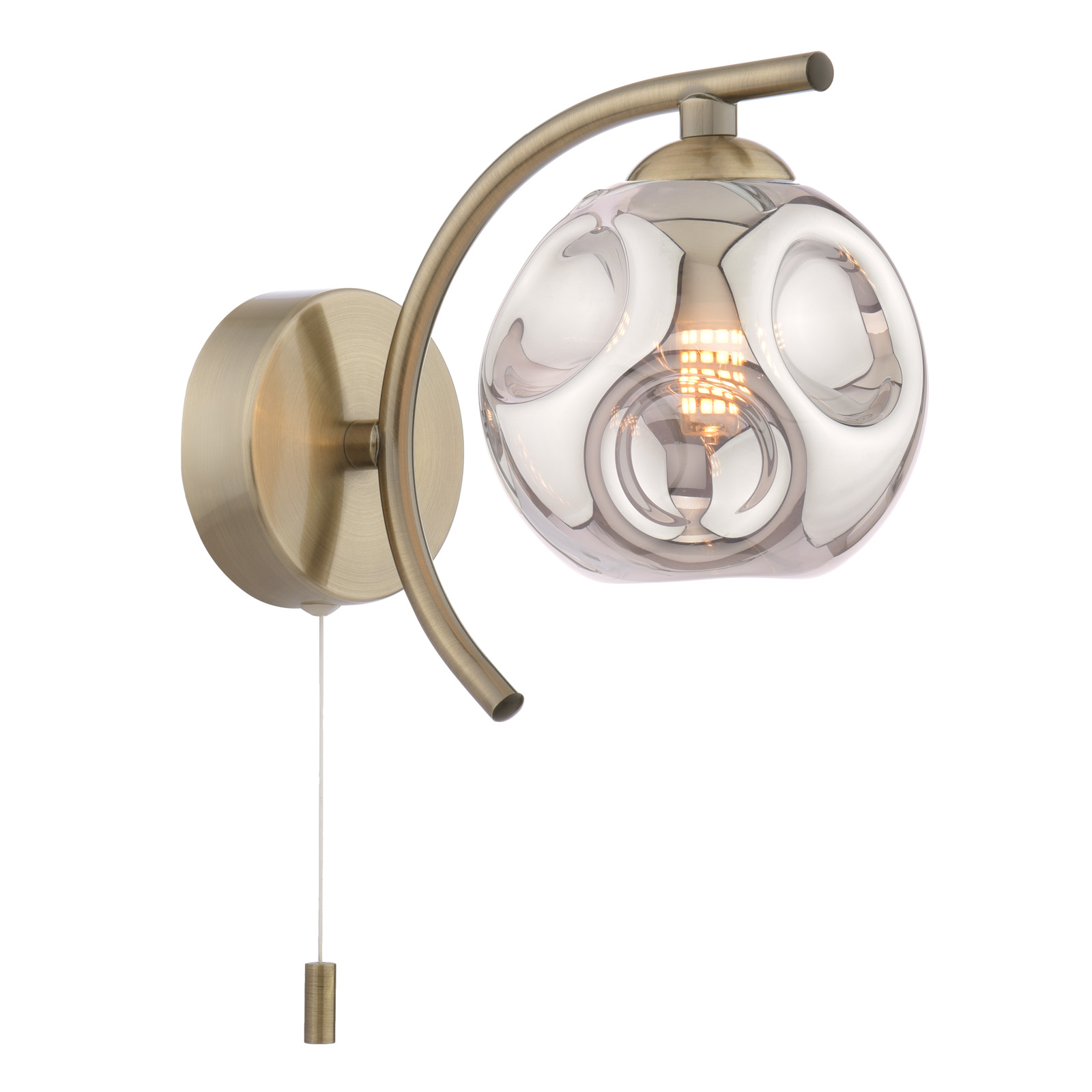 Nakita Wall Light Antique Brass With Closed Organic Smoked Glass