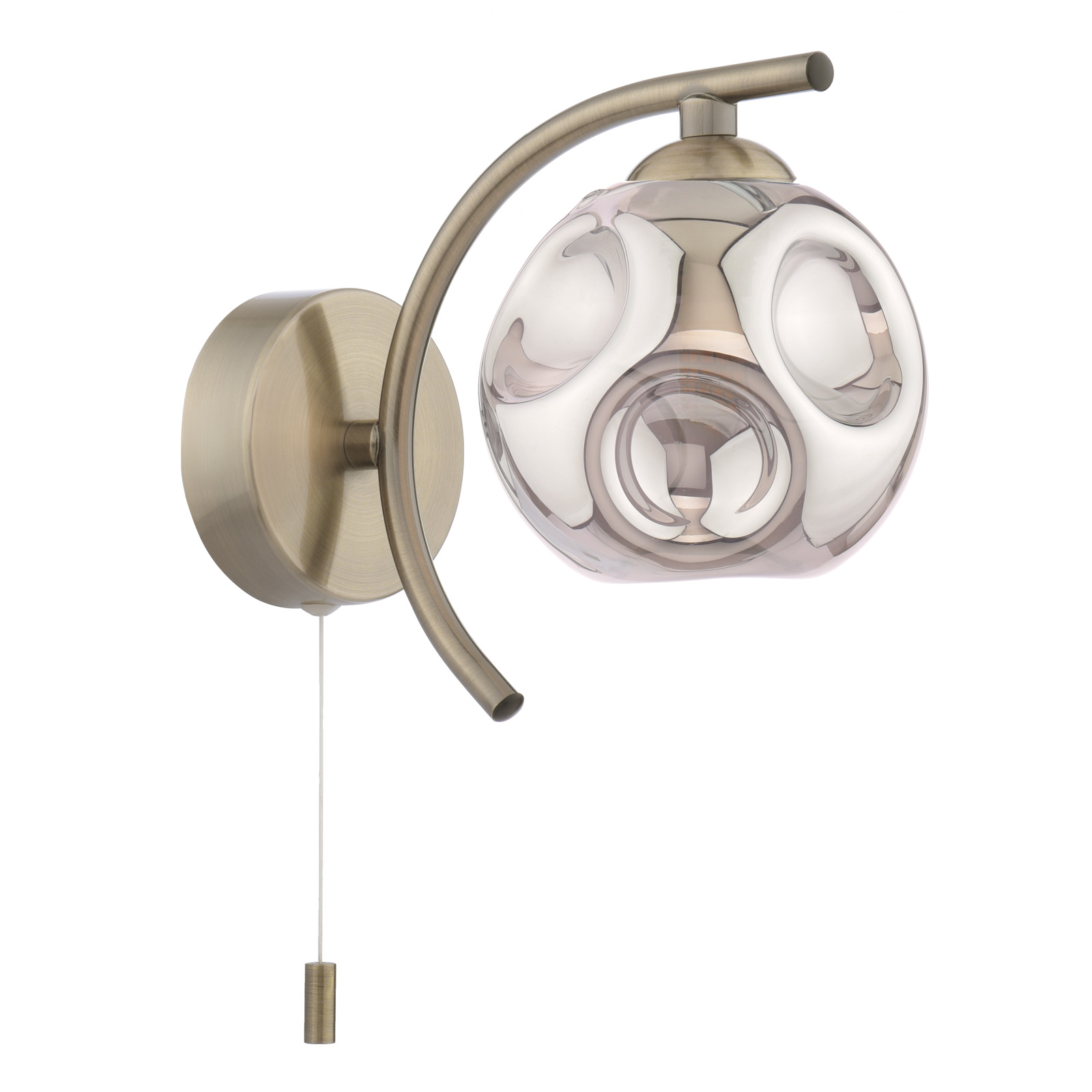 Nakita Wall Light Antique Brass With Closed Organic Smoked Glass