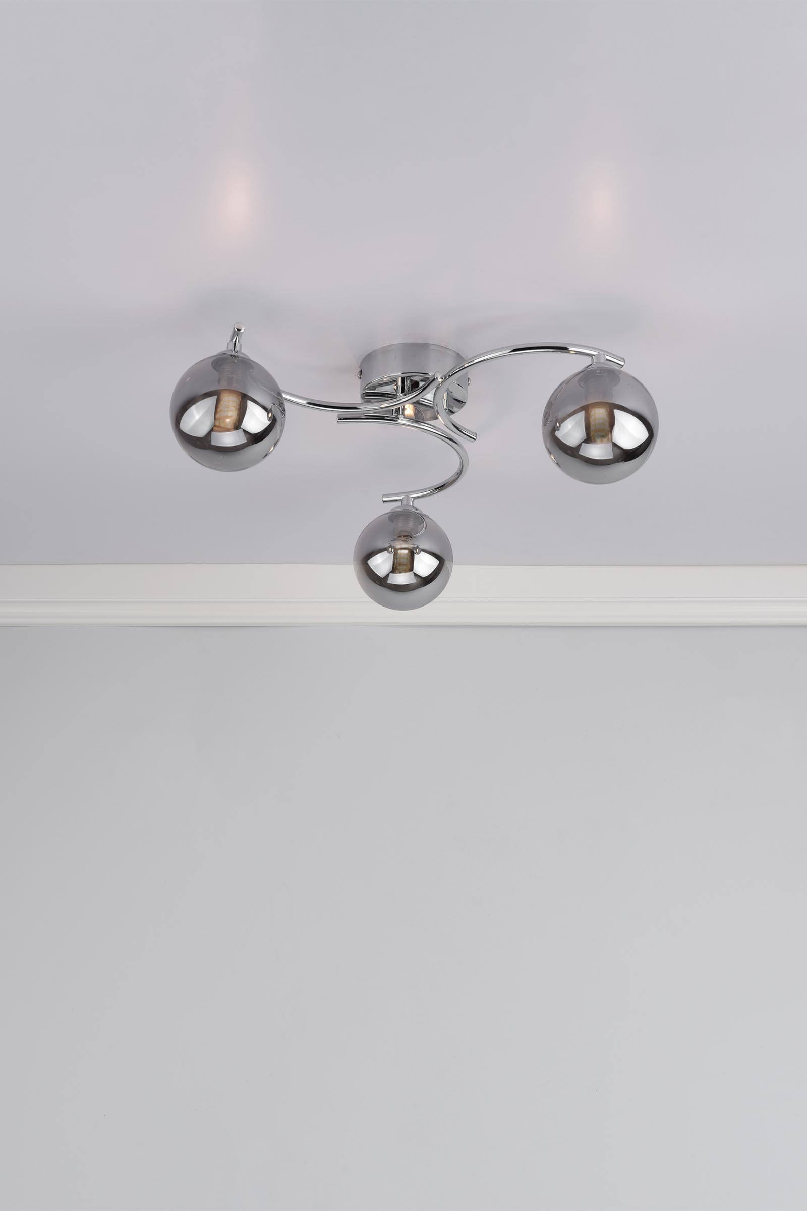 Nakita 3 Light Semi Flush Polished Chrome With Smoked Glass