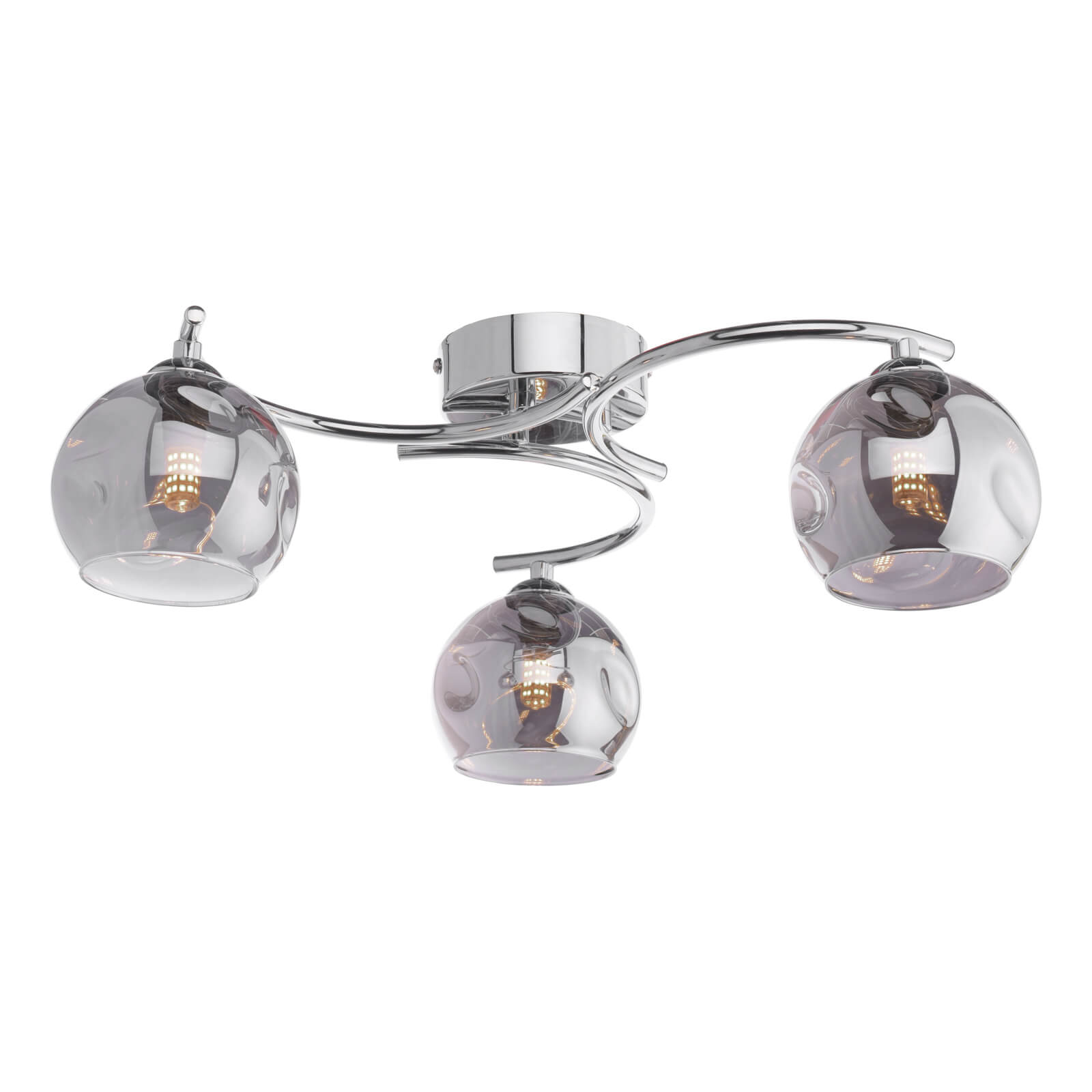 Nakita 3 Light Semi Flush Polished Chrome With Organic Smoked Glass