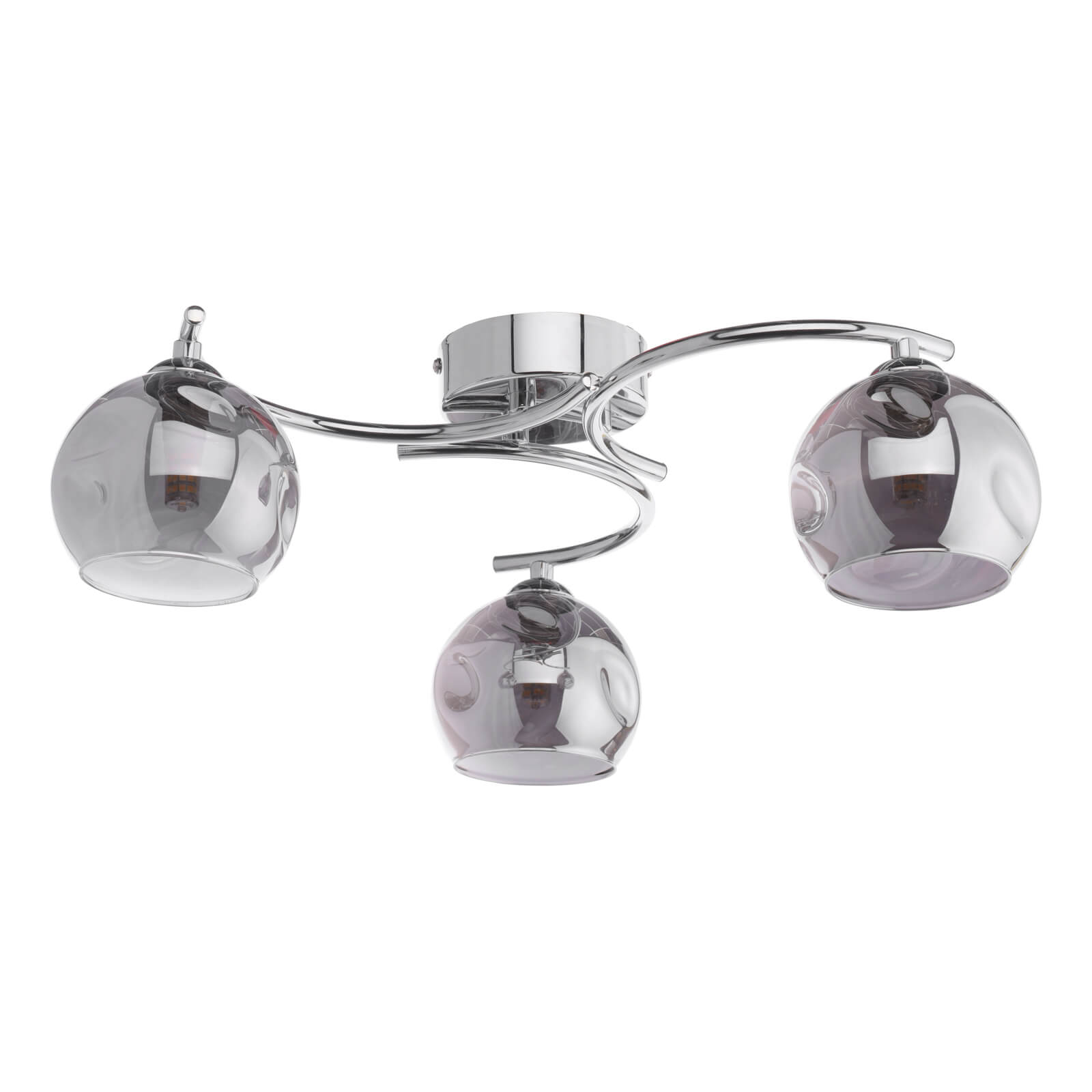 Nakita 3 Light Semi Flush Polished Chrome With Organic Smoked Glass