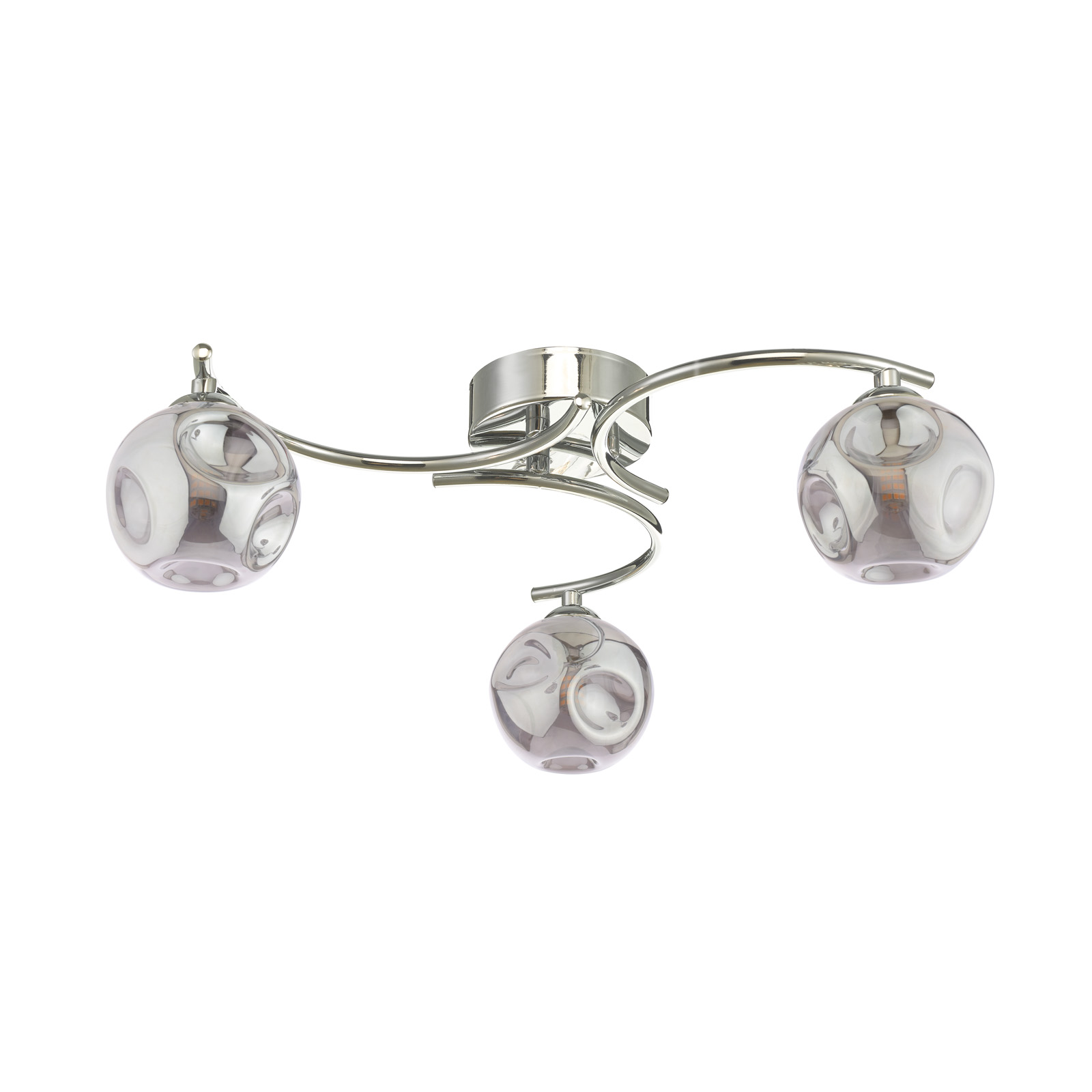 Nakita 3 Light Semi Flush Polished Chrome With Closed Organic Smoked Glass
