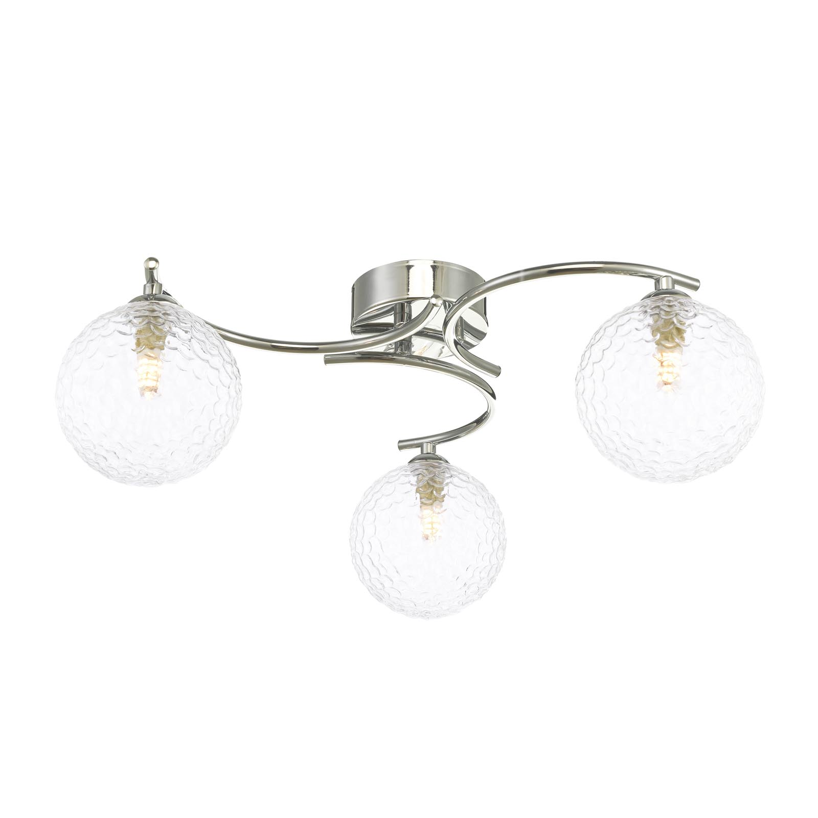 Nakita 3 Light Semi Flush Polished Chrome With Clear Hammered Glass