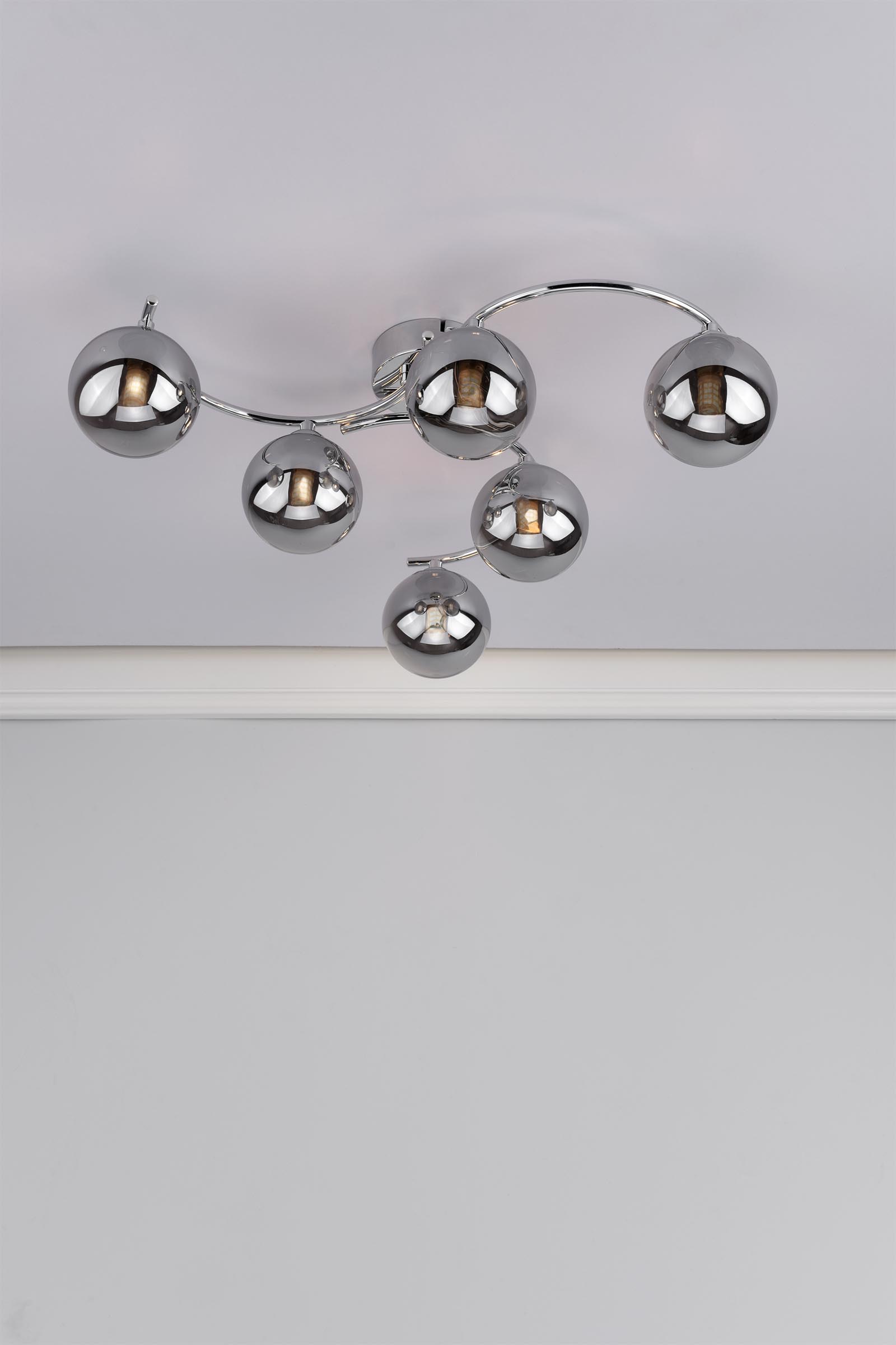 Nakita 6 Light Semi Flush Polished Chrome With Smoked Glass