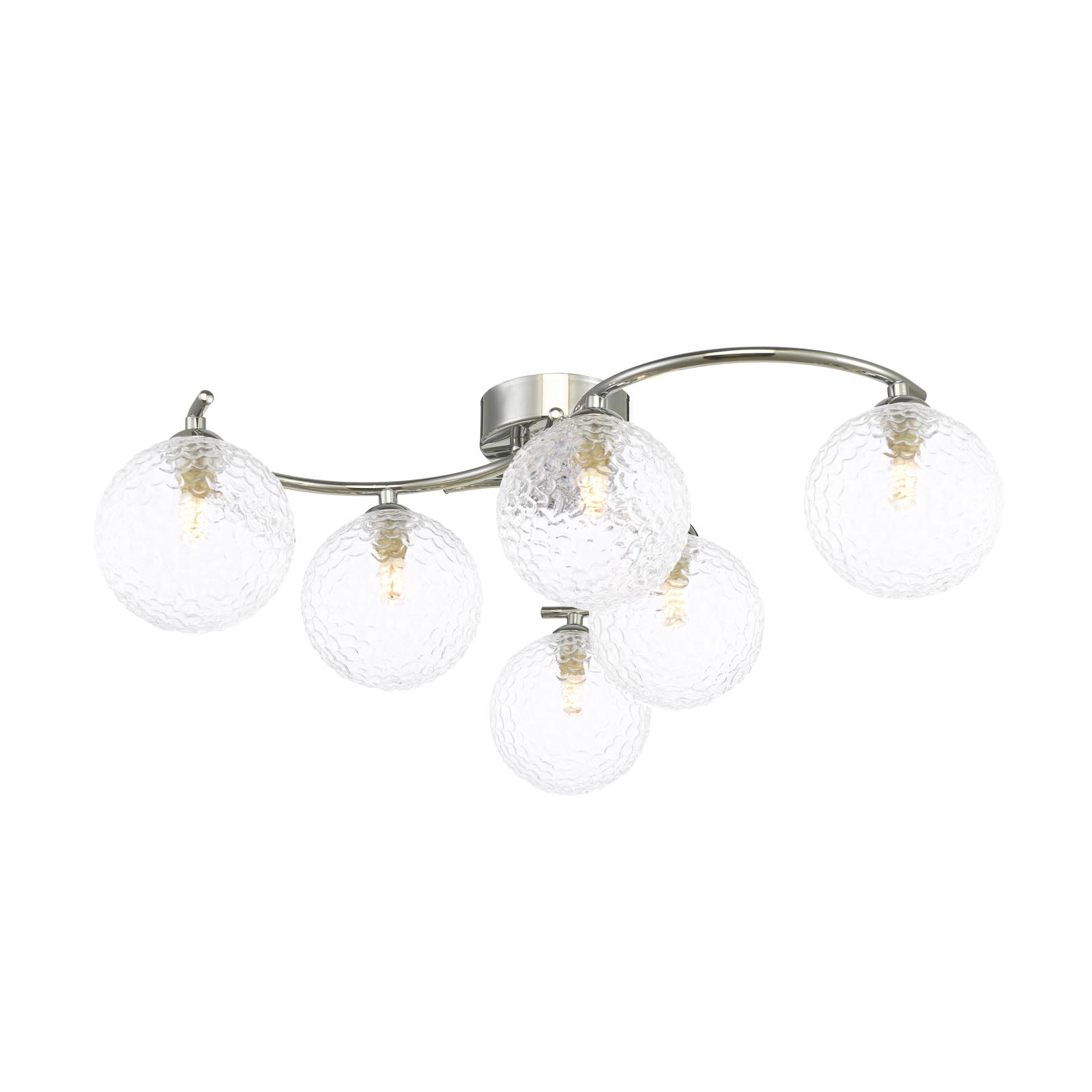 Nakita 6 Light Semi Flush Polished Chrome With Clear Hammered Glass
