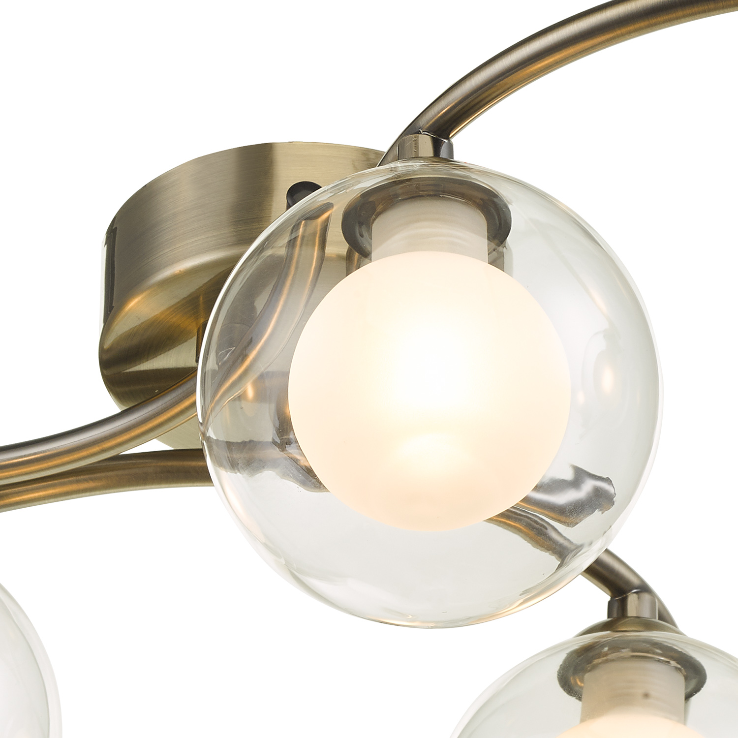 Nakita 6 Light Semi Flush Antique Brass With Clear/Opal Glass