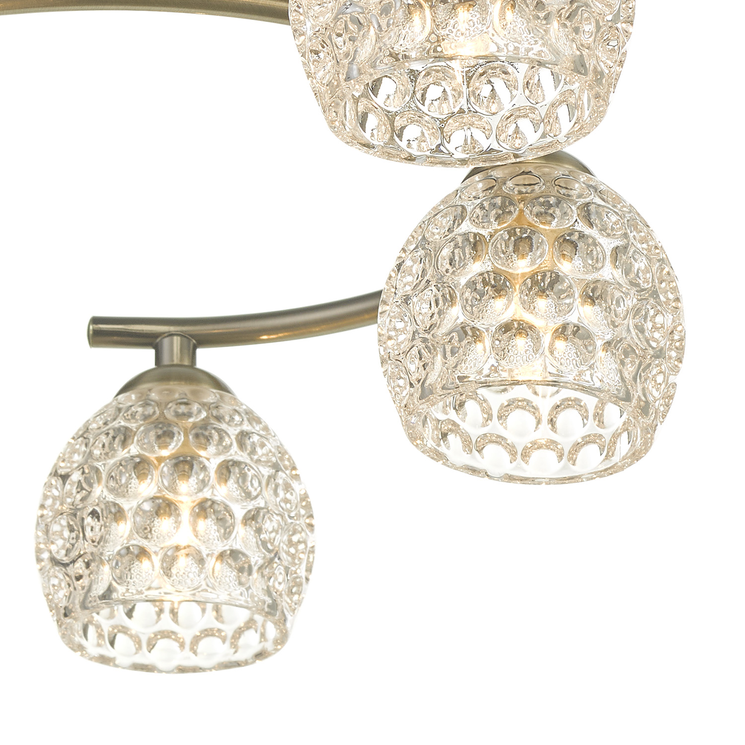 Nakita 6 Light Semi Flush Antique Brass With Dimpled Open Glass