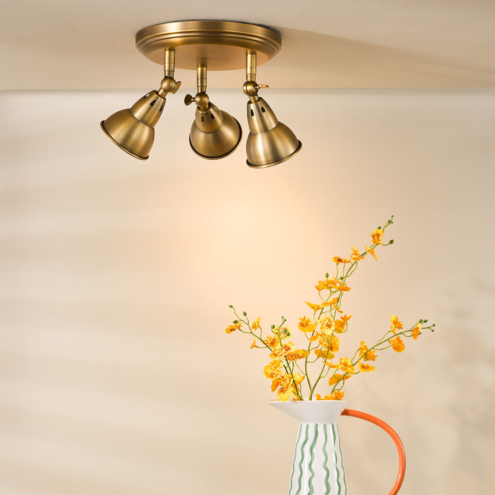 Nathaniel 3 Light Plate Spotlight Aged Brass