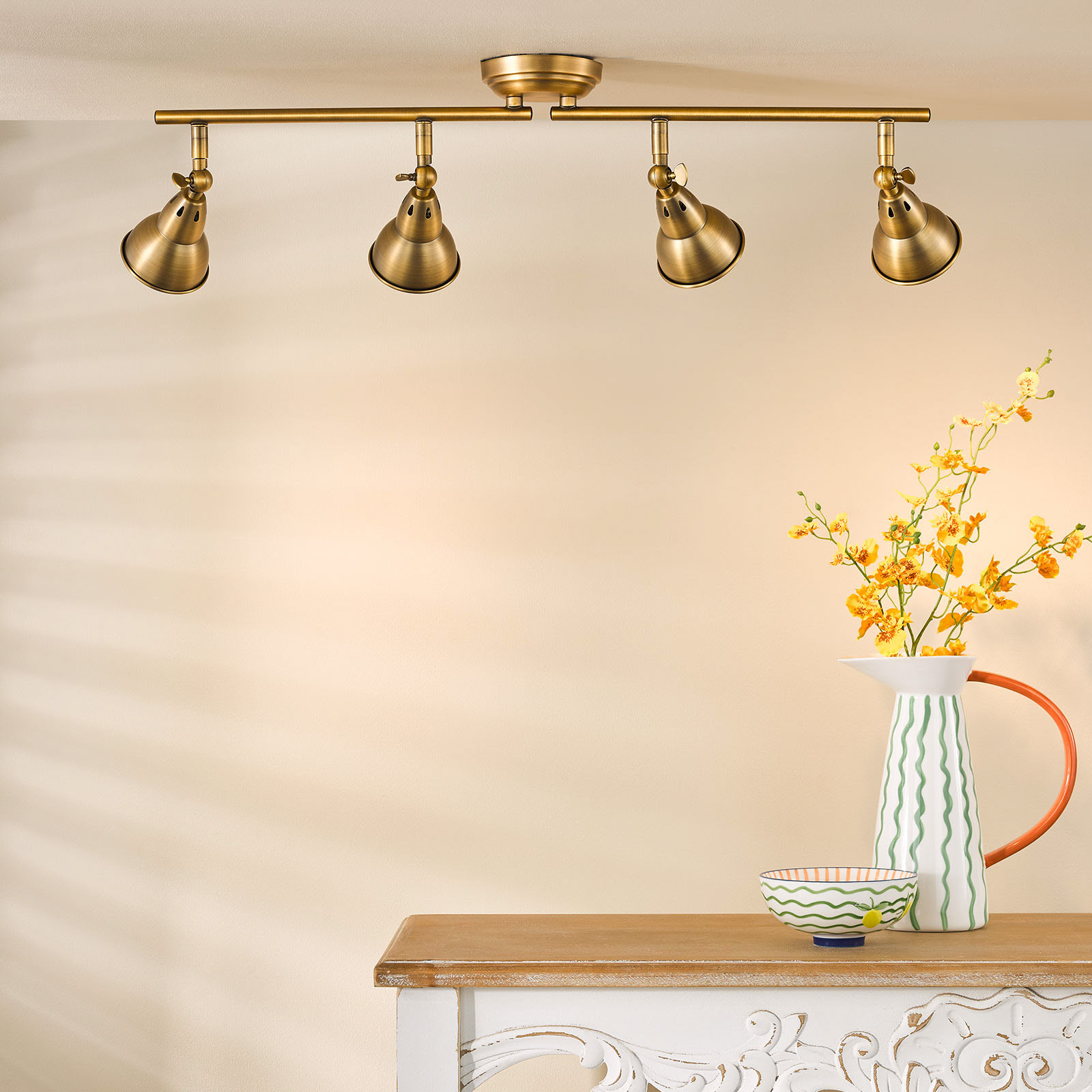 Nathaniel 4 Light Bar Spotlight Aged Brass