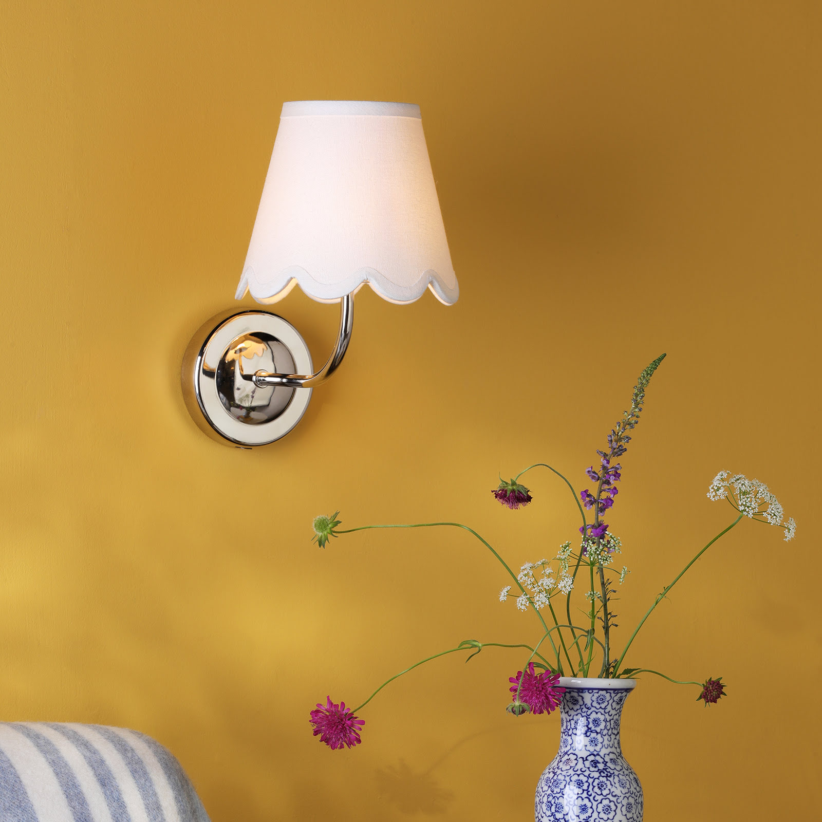 Navarro Rechargeable Wall Light Polished Nickel With Shade LED