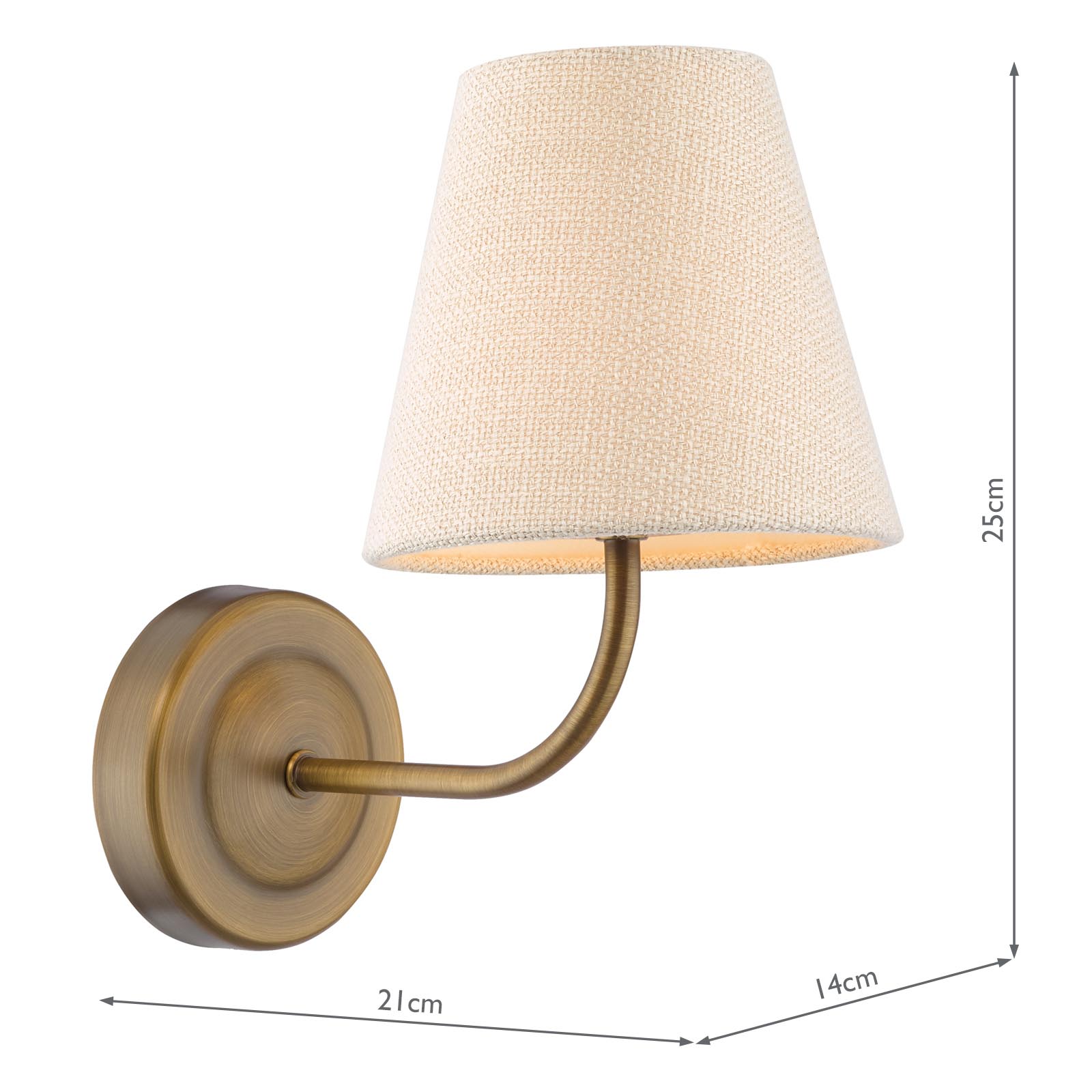 Navarro Rechargeable Wall Light Antique Bronze With Linen Shade LED