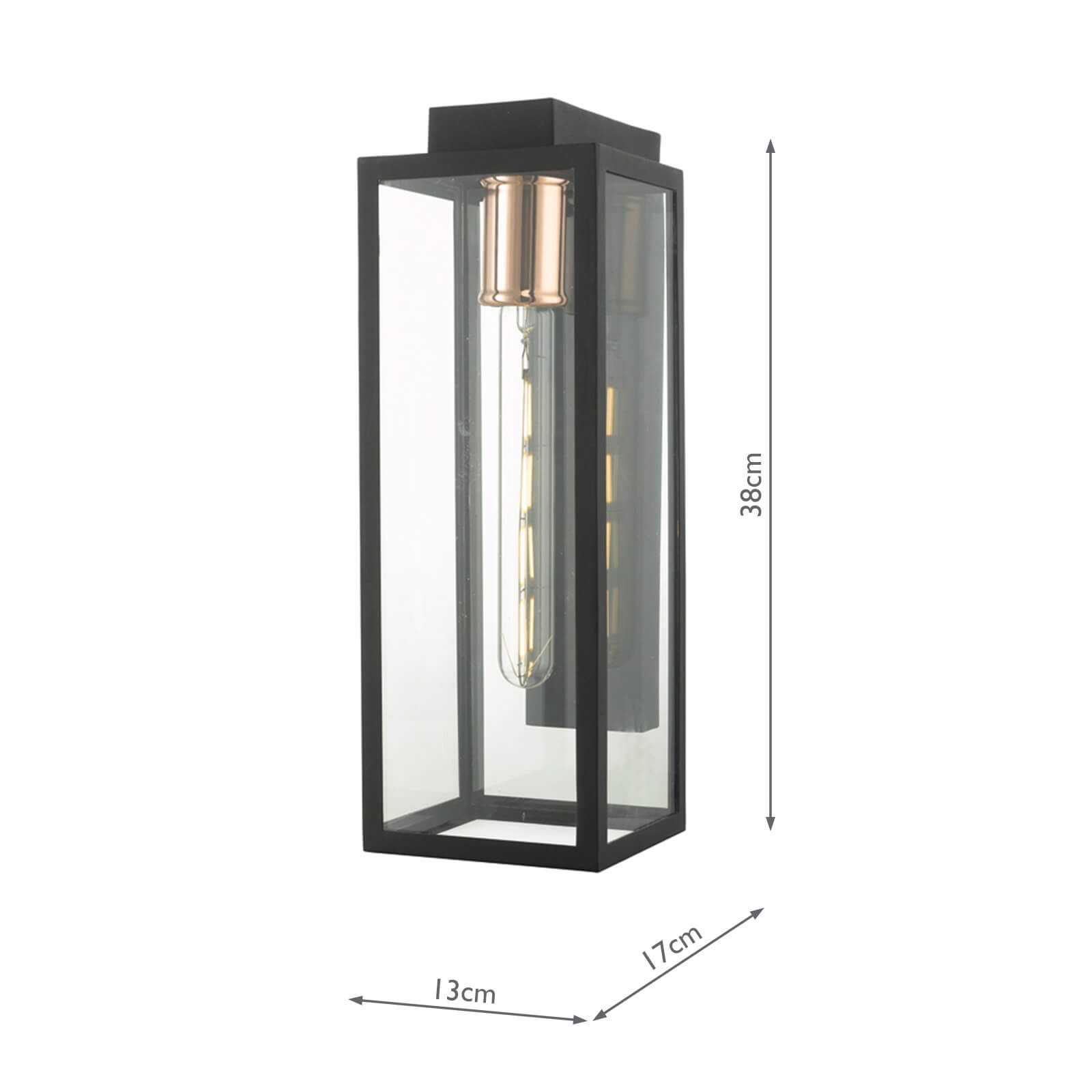 Naxos Outdoor Wall Light Black Glass IP43