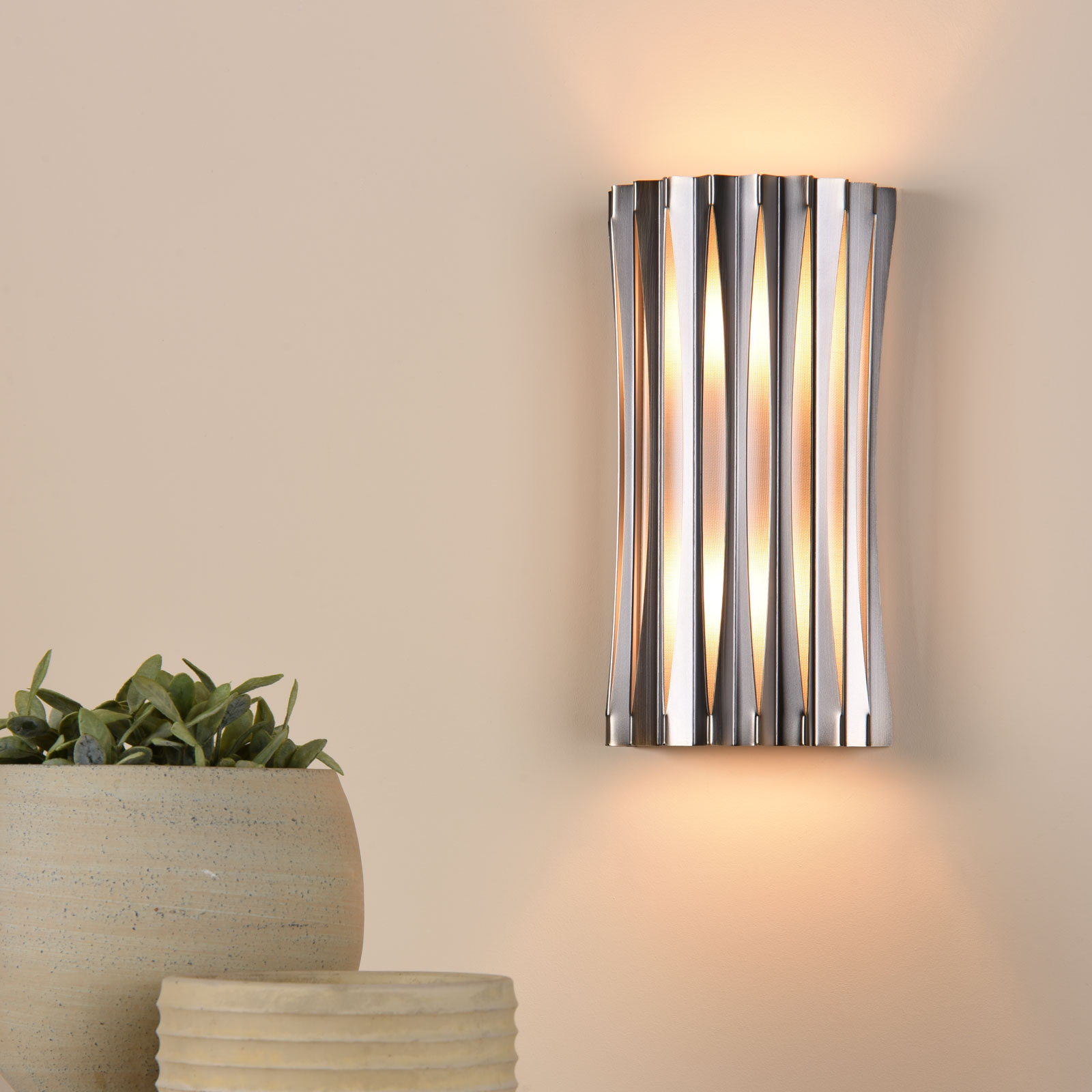 Netra 2 Light Wall Light Satin Bronze and Ivory