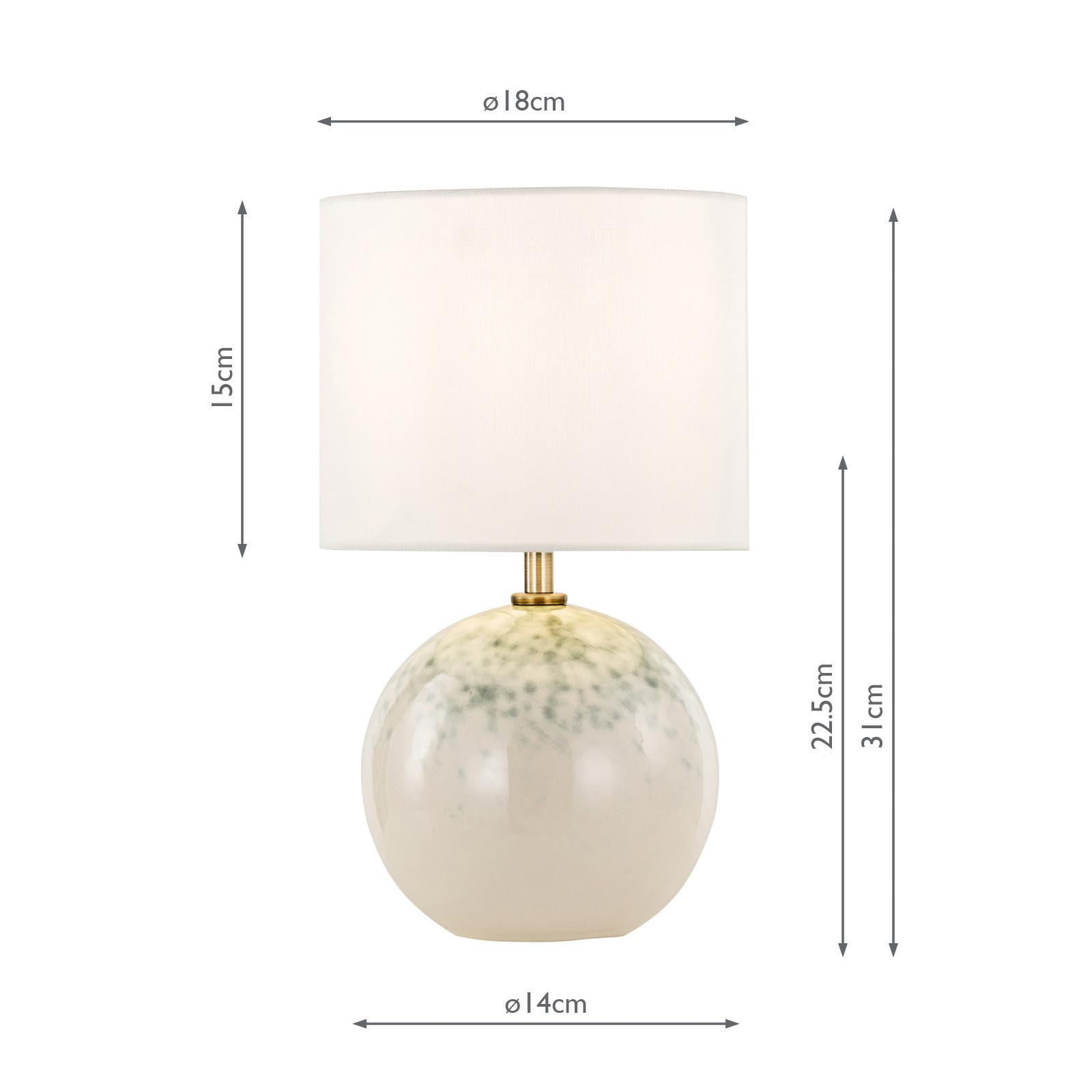 Nicolette Twin Pack Table Lamp Green and Cream Ceramic With Linen Shade