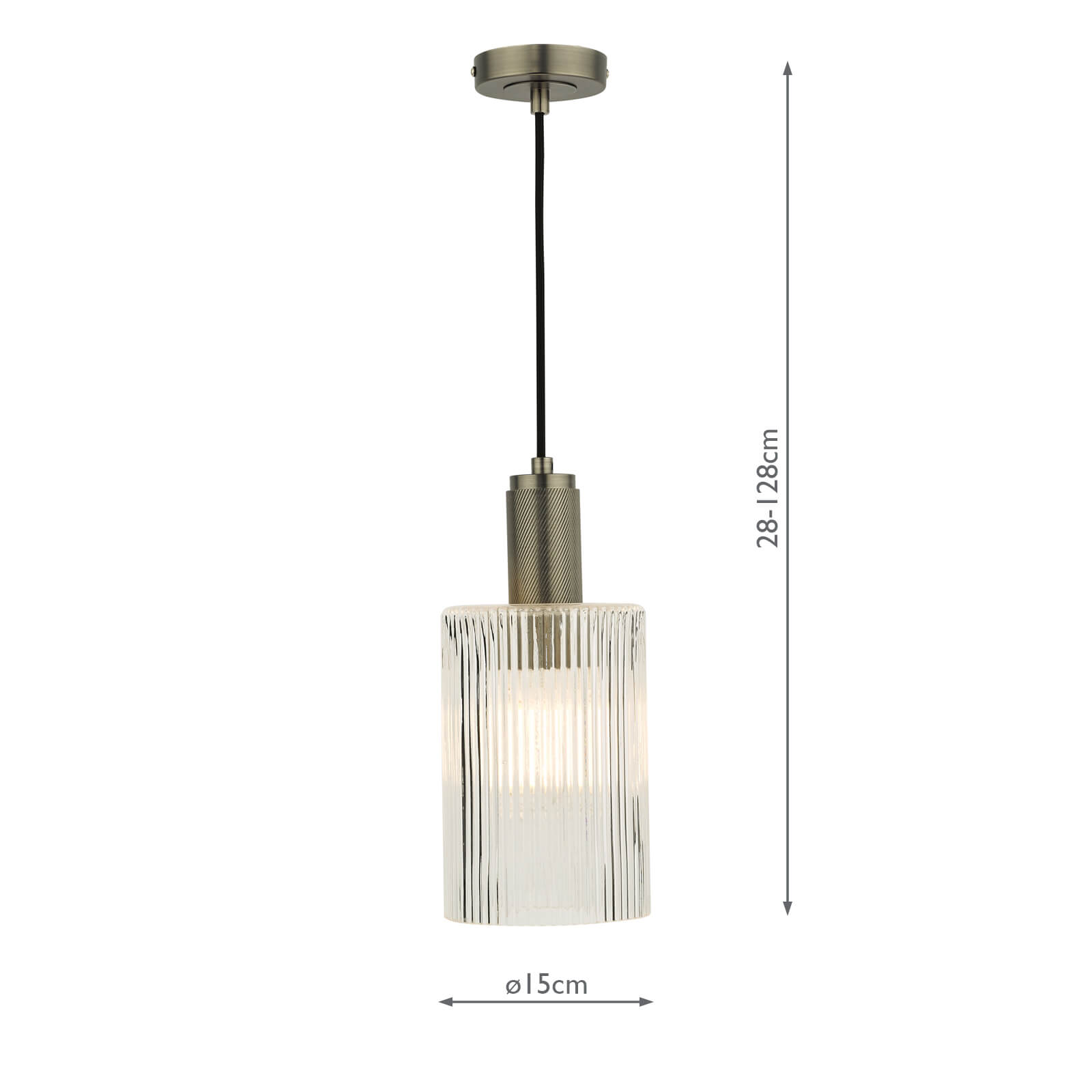 Nikolas Pendant Antique Chrome and Ribbed Glass