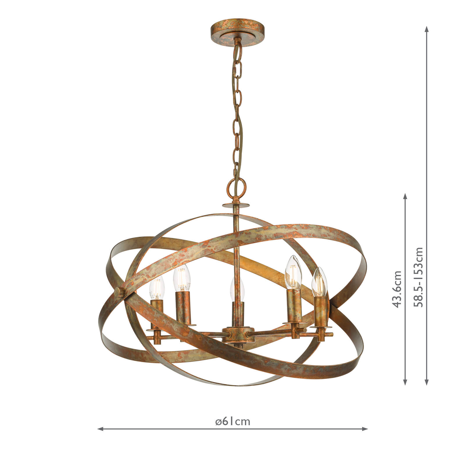 Nitya 5 Light Pendant Mottled Copper 