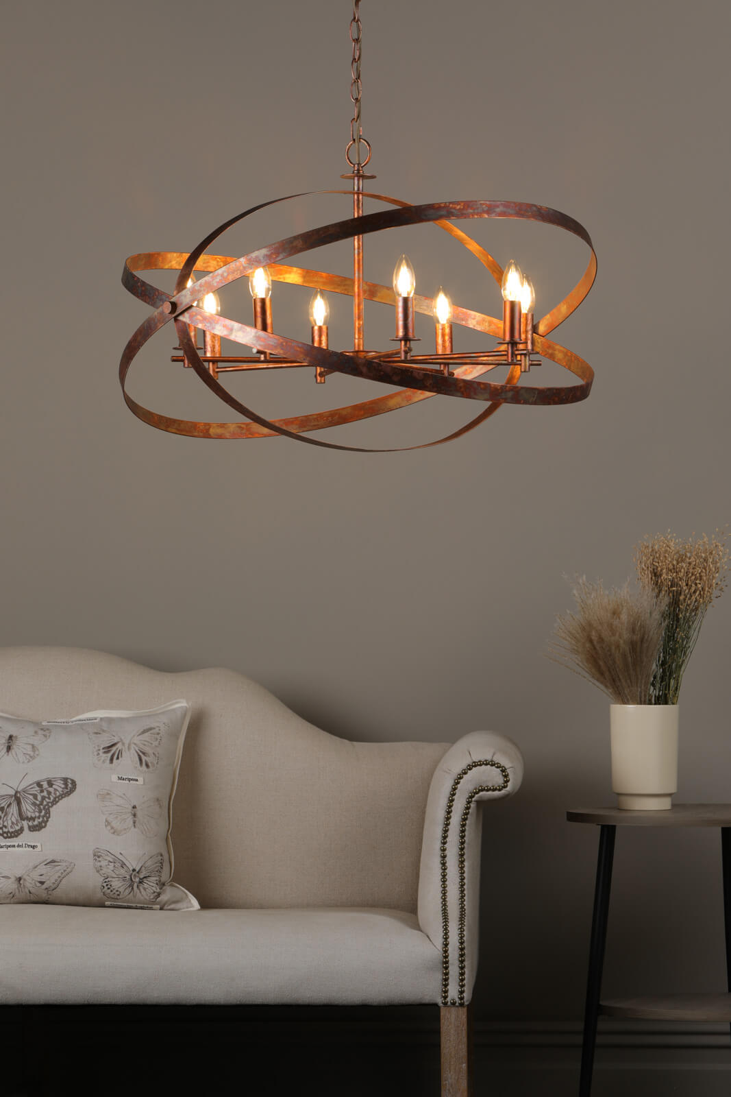Nitya 8 Light Pendant Mottled Copper 
