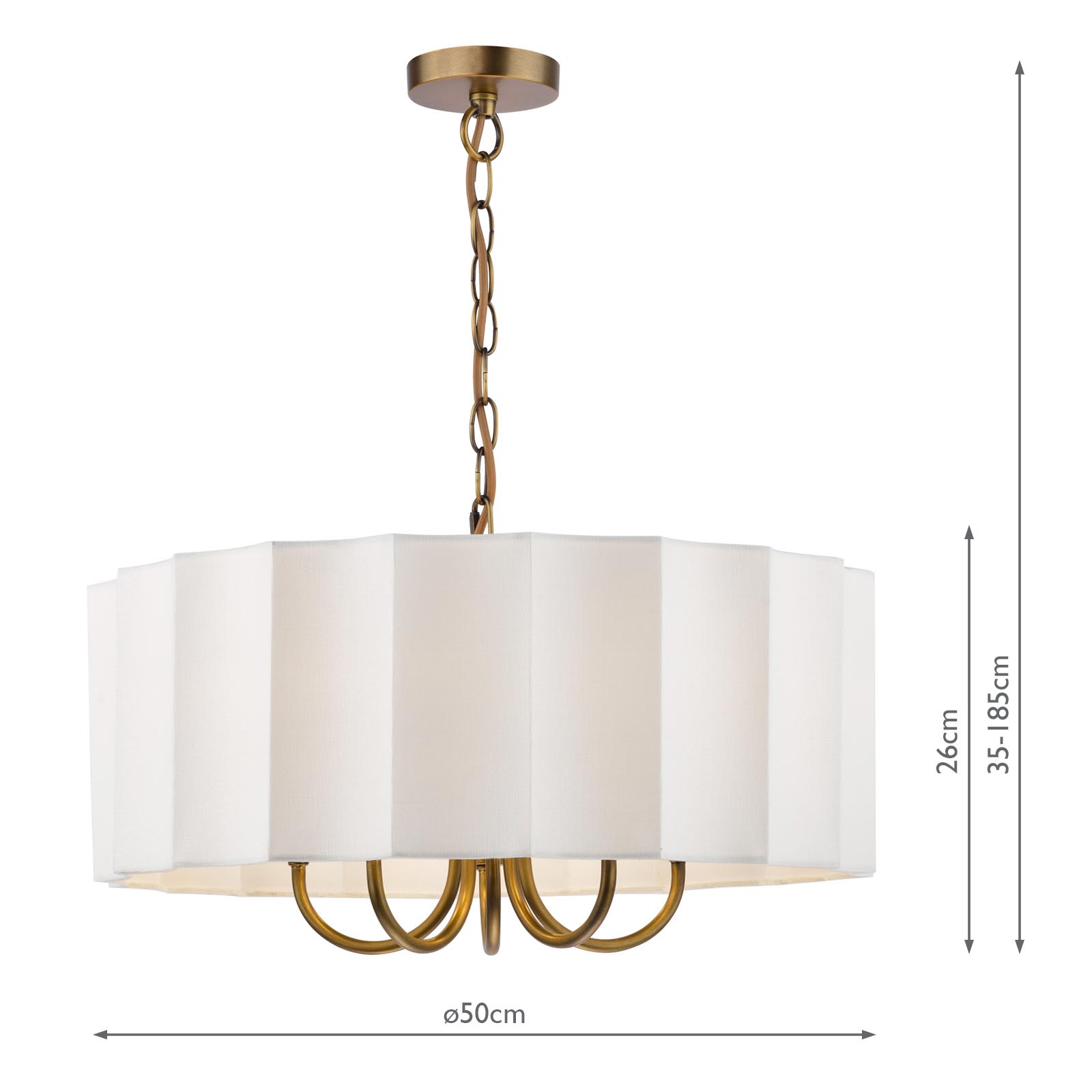 Noura 5 Light Pendant Antique Bronze and Ivory Scallop Shade