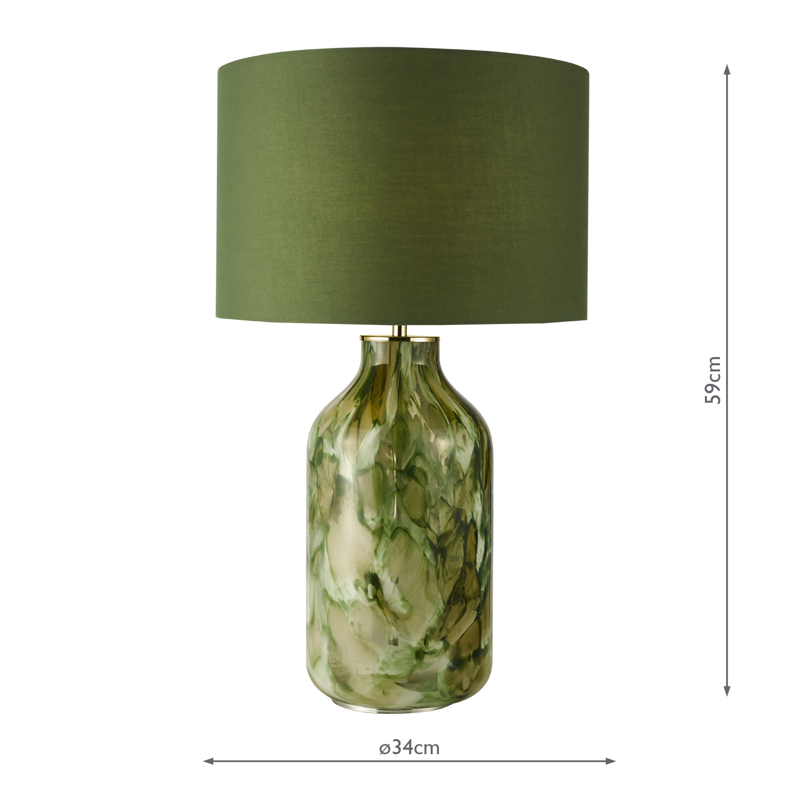 Nuria Table Lamp Green Art Glass and Antique Brass With Shade