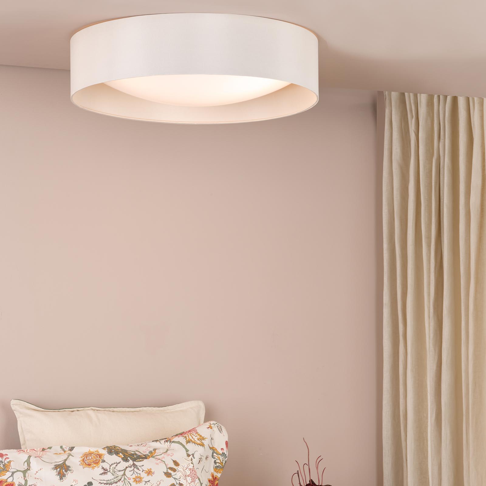 Nysa 3 Light Flush Taupe Faux Silk and Opal Frosted Acrylic Diffuser